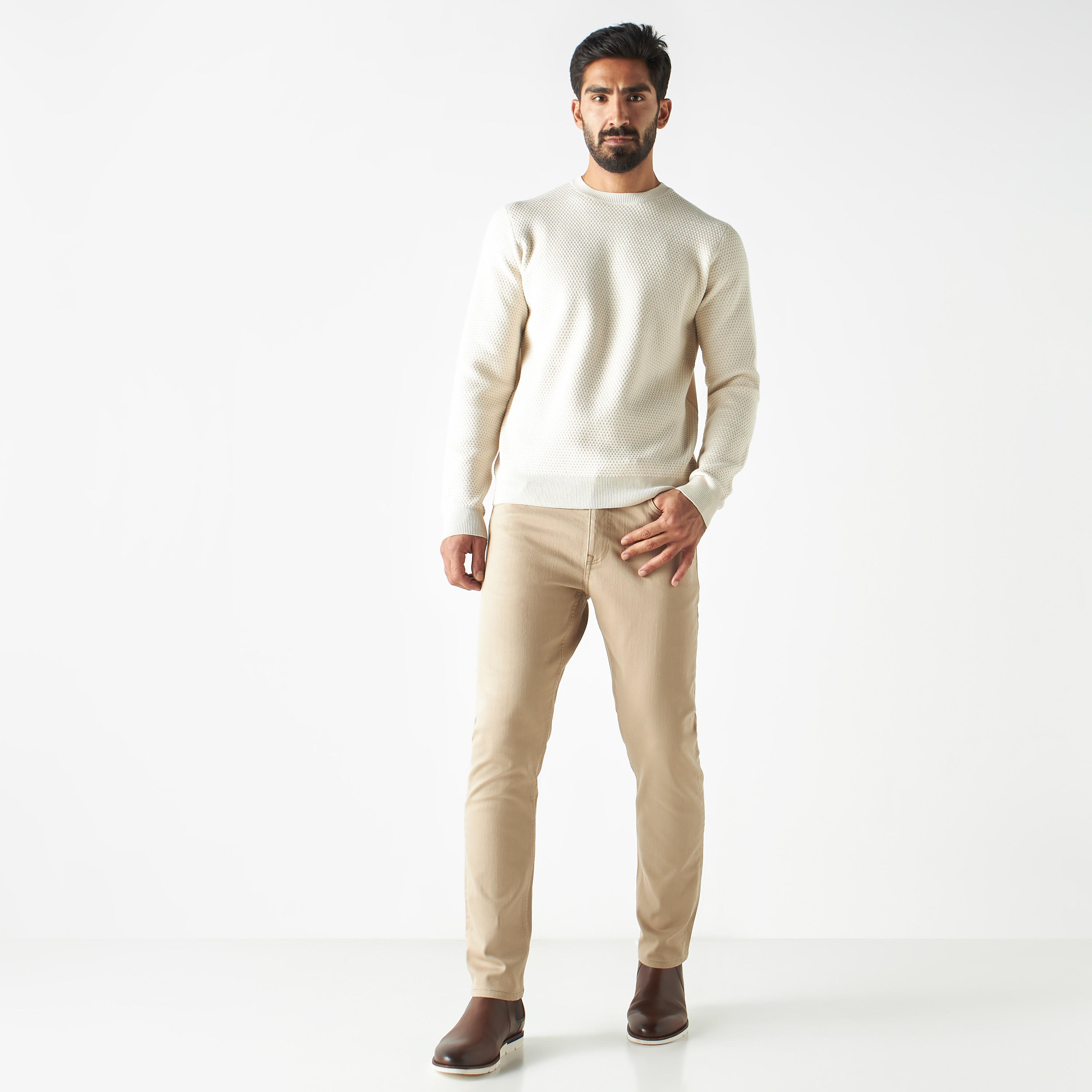 Textured Pullover with Crew Neck and Long Sleeves-men-clothing-sweatersandpullovers-image-2