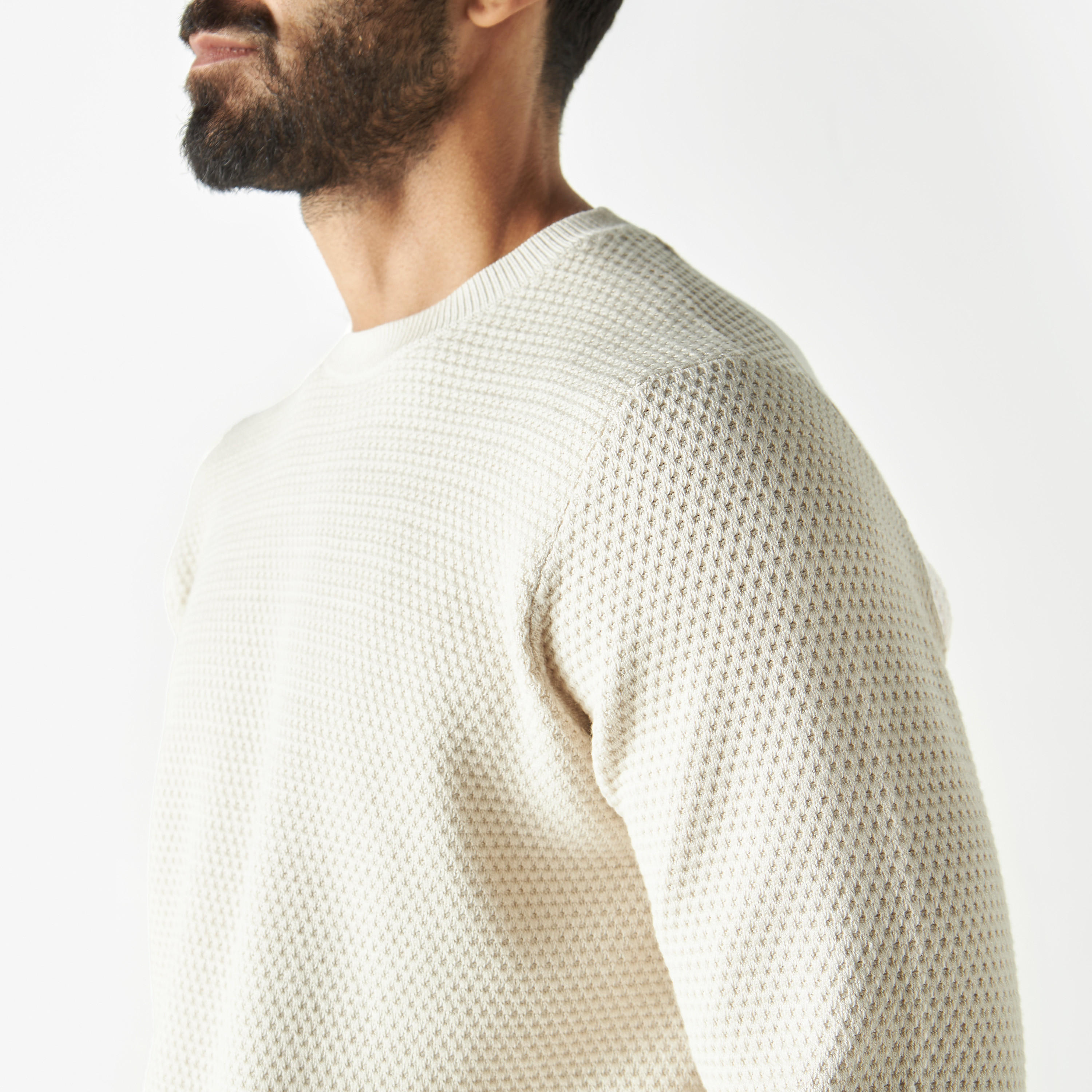 Textured Pullover with Crew Neck and Long Sleeves-men-clothing-sweatersandpullovers-image-4
