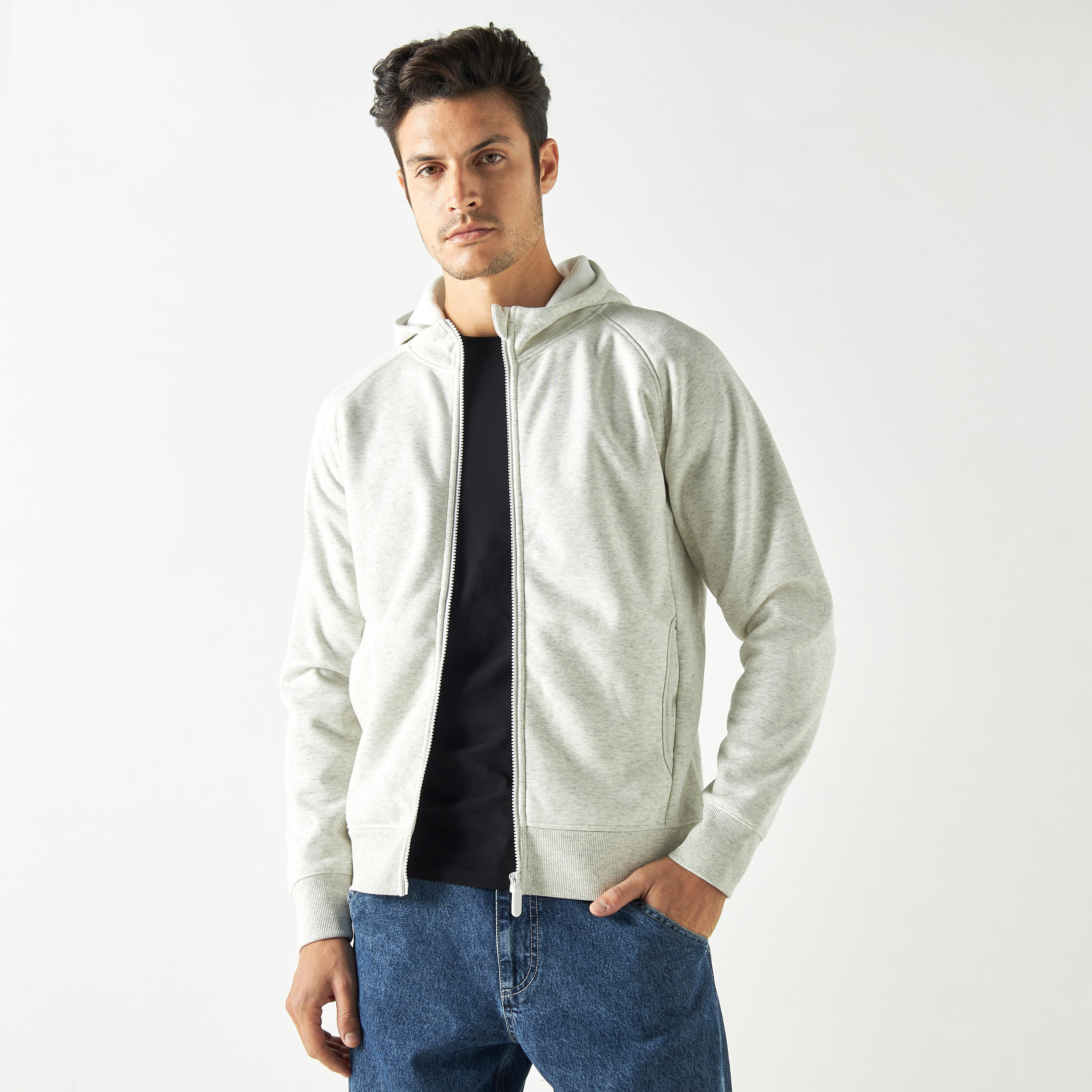 Zip Through Hoodie with Long Raglan Sleeves and Pockets-men-clothing-jacketsandblazers-jackets-image-1