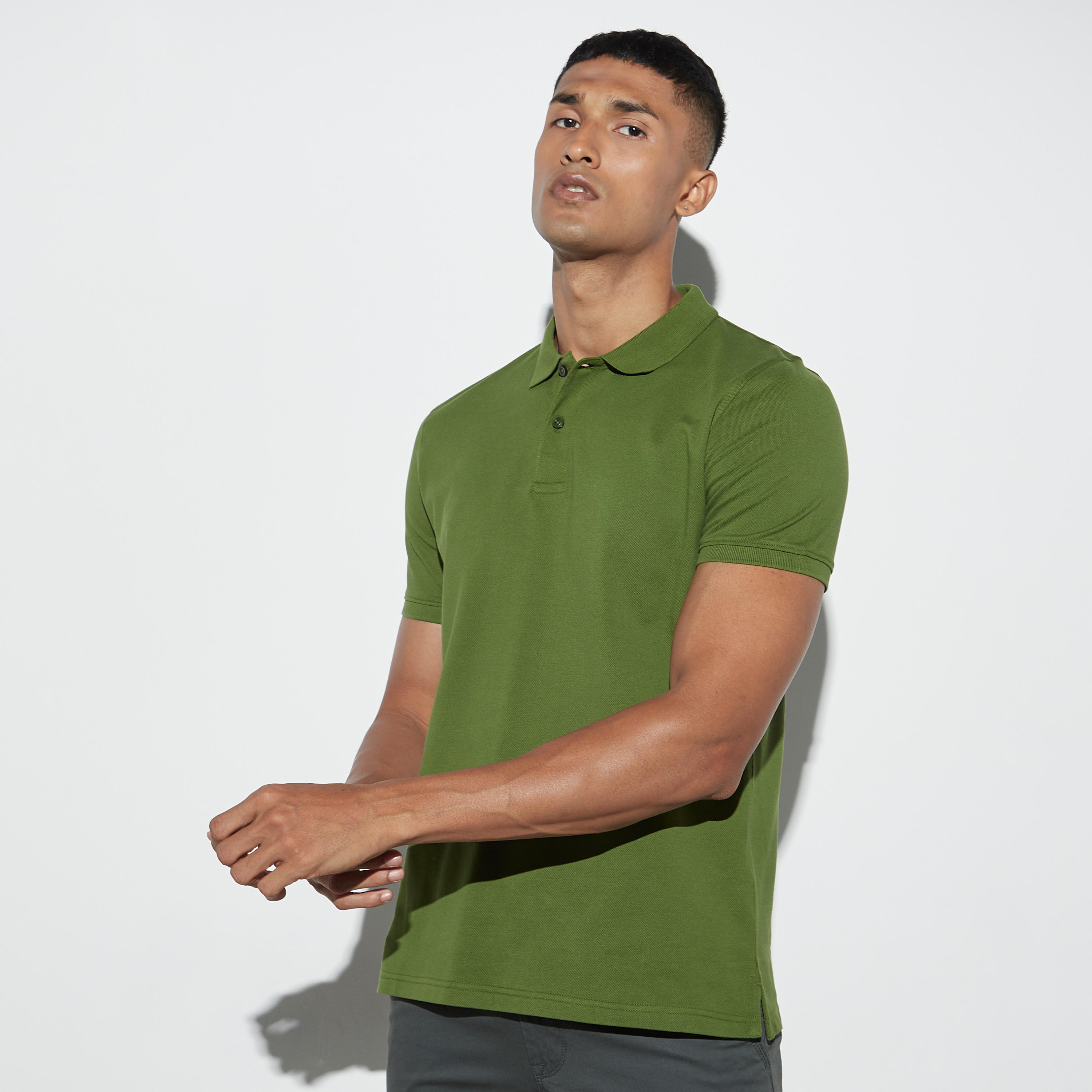 Solid Pique Polo T-shirt with Short Sleeves-men-clothing-tshirtsandpolos-polos-image-1