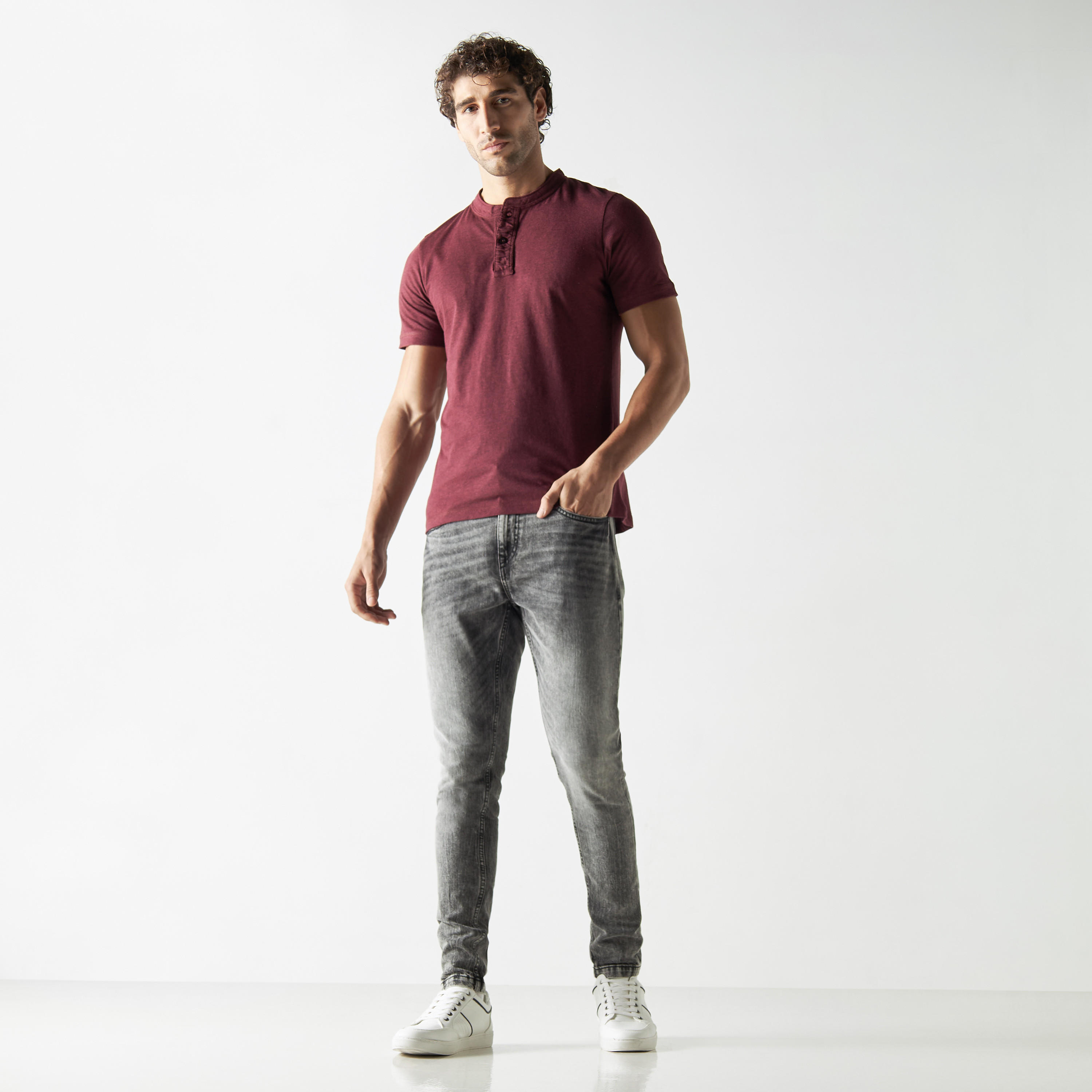 Henley Neck T-shirt with Short Sleeves-men-clothing-tshirtsandpolos-tshirts-image-2