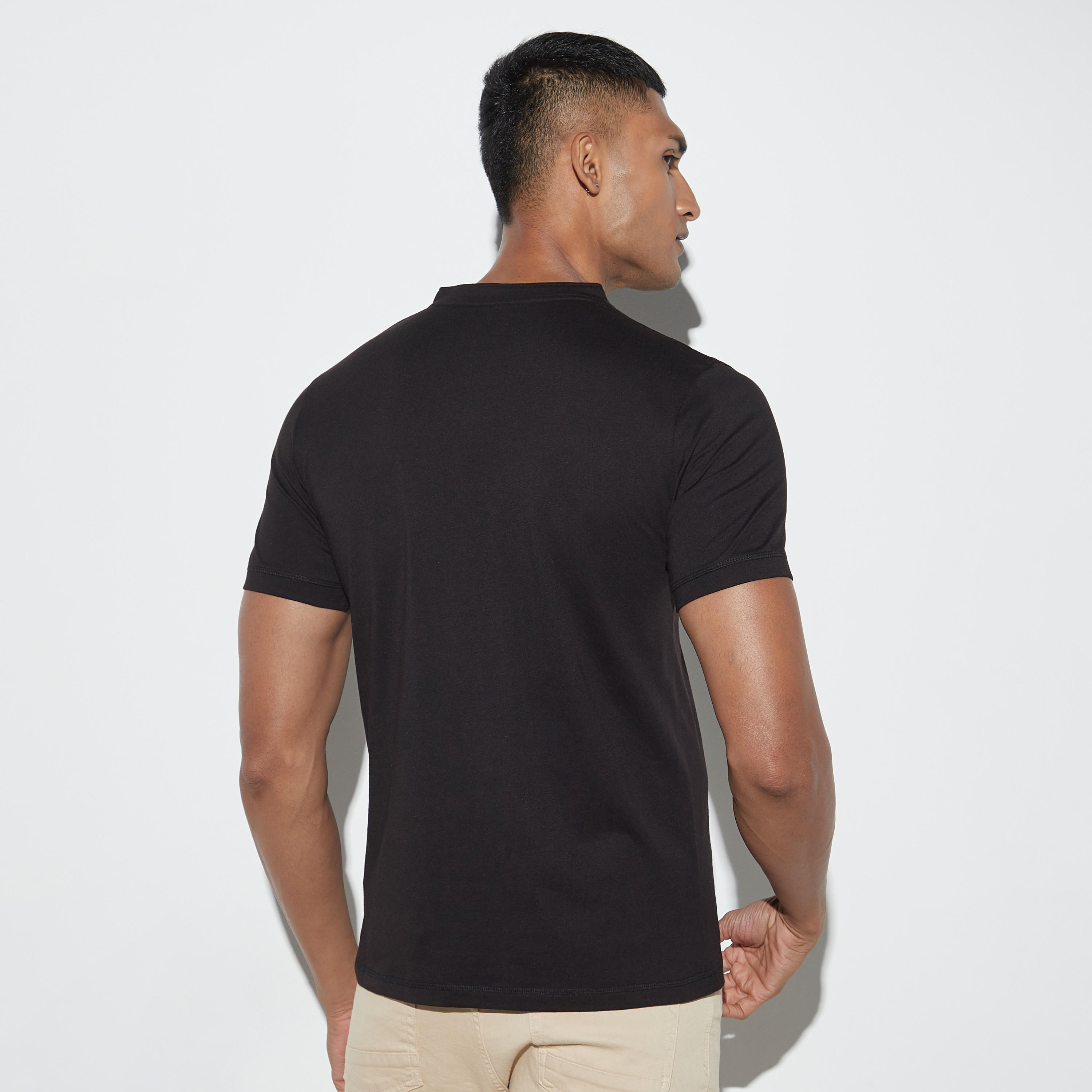 Solid Henley Neck T-shirt with Short Sleeves-men-clothing-tshirtsandpolos-tshirts-image-3