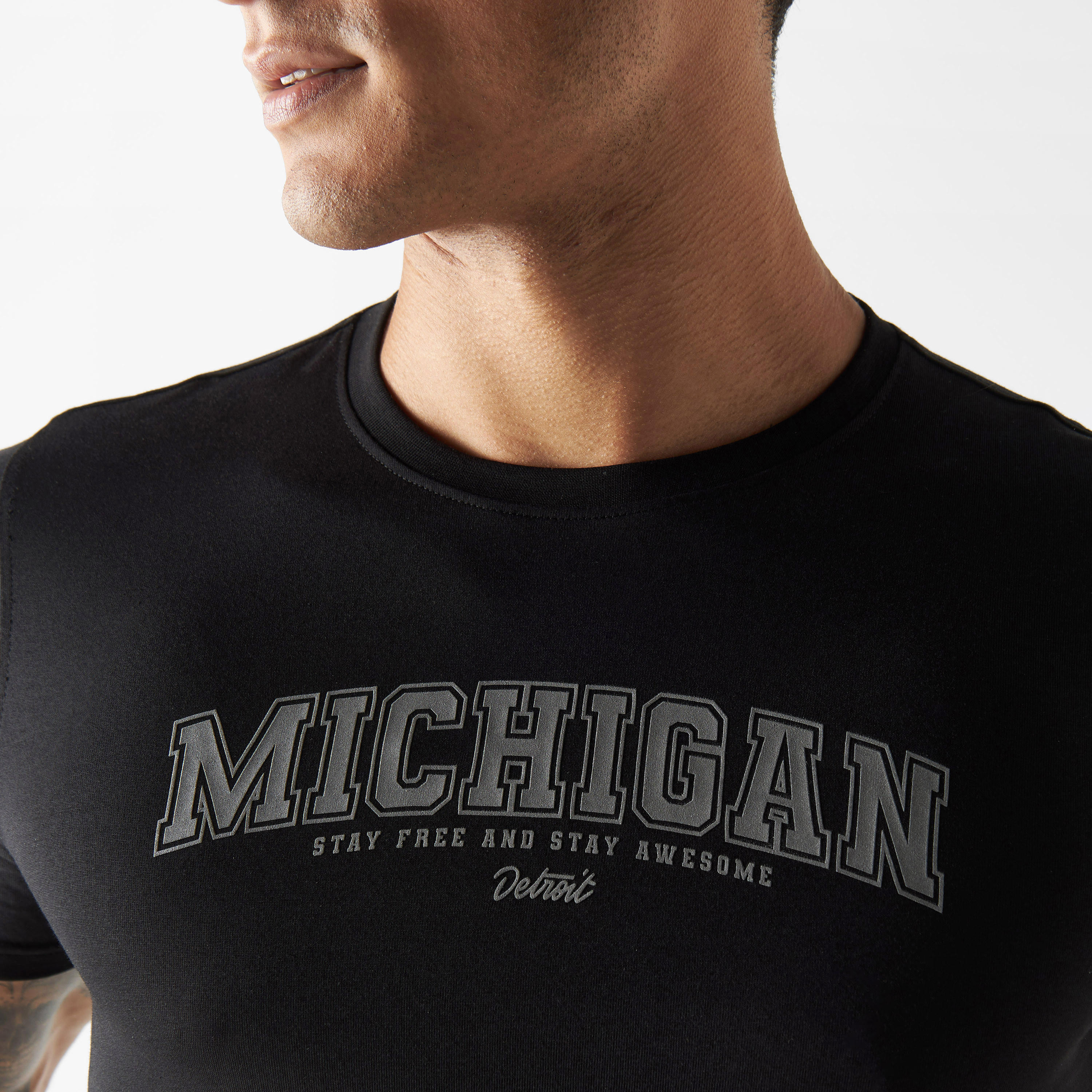 Typography Print Crew Neck T-shirt with Short Sleeves-men-clothing-tshirtsandpolos-tshirts-image-4
