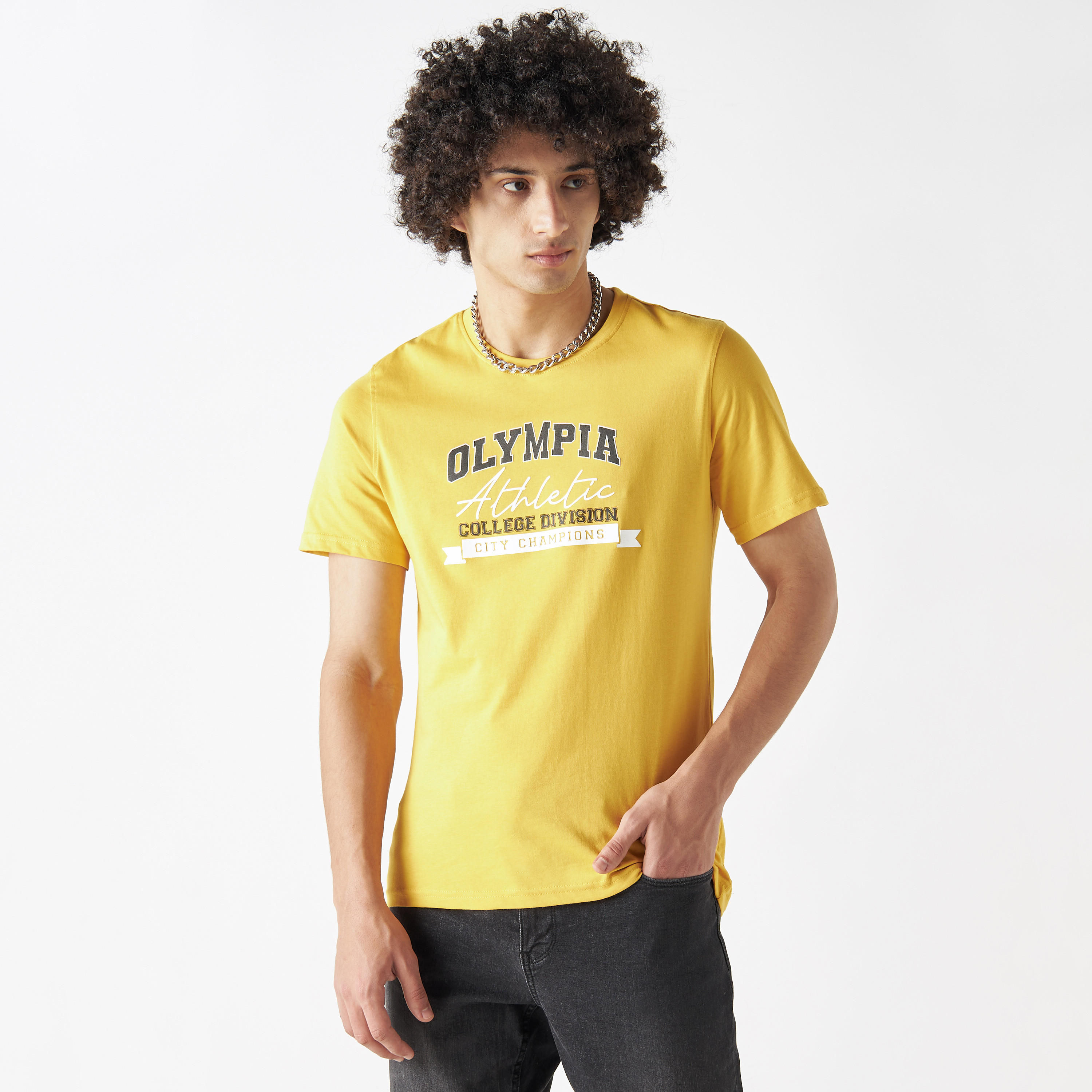 Printed Crew Neck T-shirt with Short Sleeves-men-clothing-tshirtsandpolos-tshirts-image-1