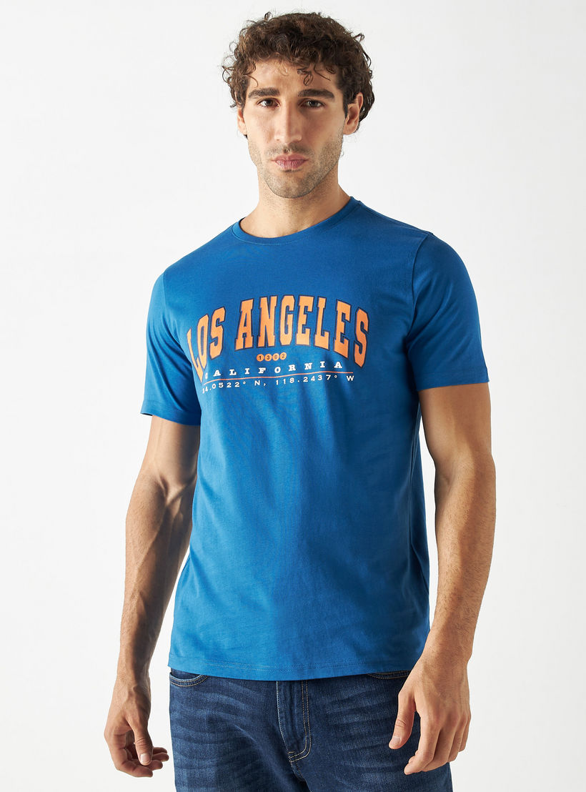 Printed Crew Neck T-shirt with Short Sleeves-men-clothing-tshirtsandpolos-tshirts-image-1