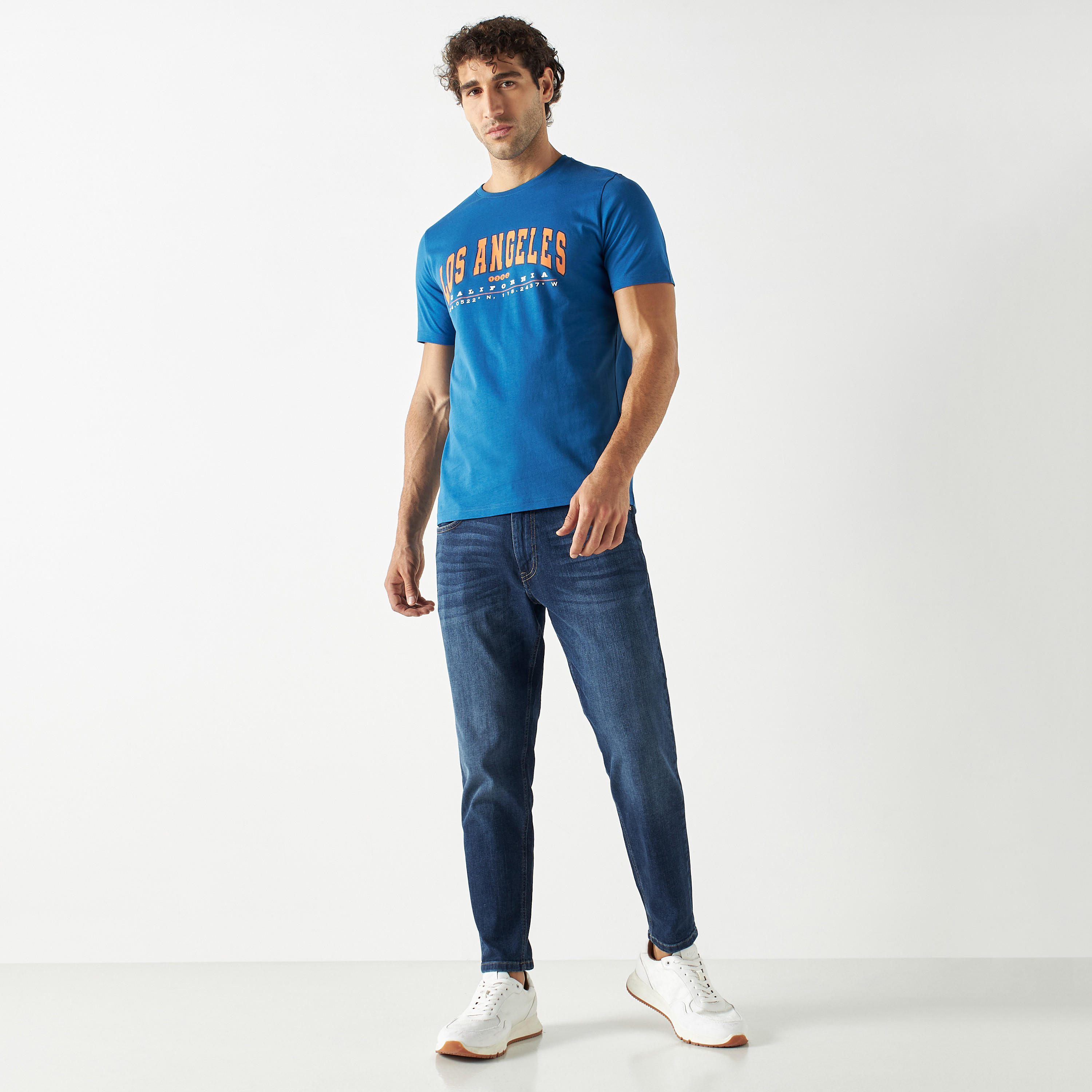 Printed Crew Neck T-shirt with Short Sleeves-men-clothing-tshirtsandpolos-tshirts-image-2