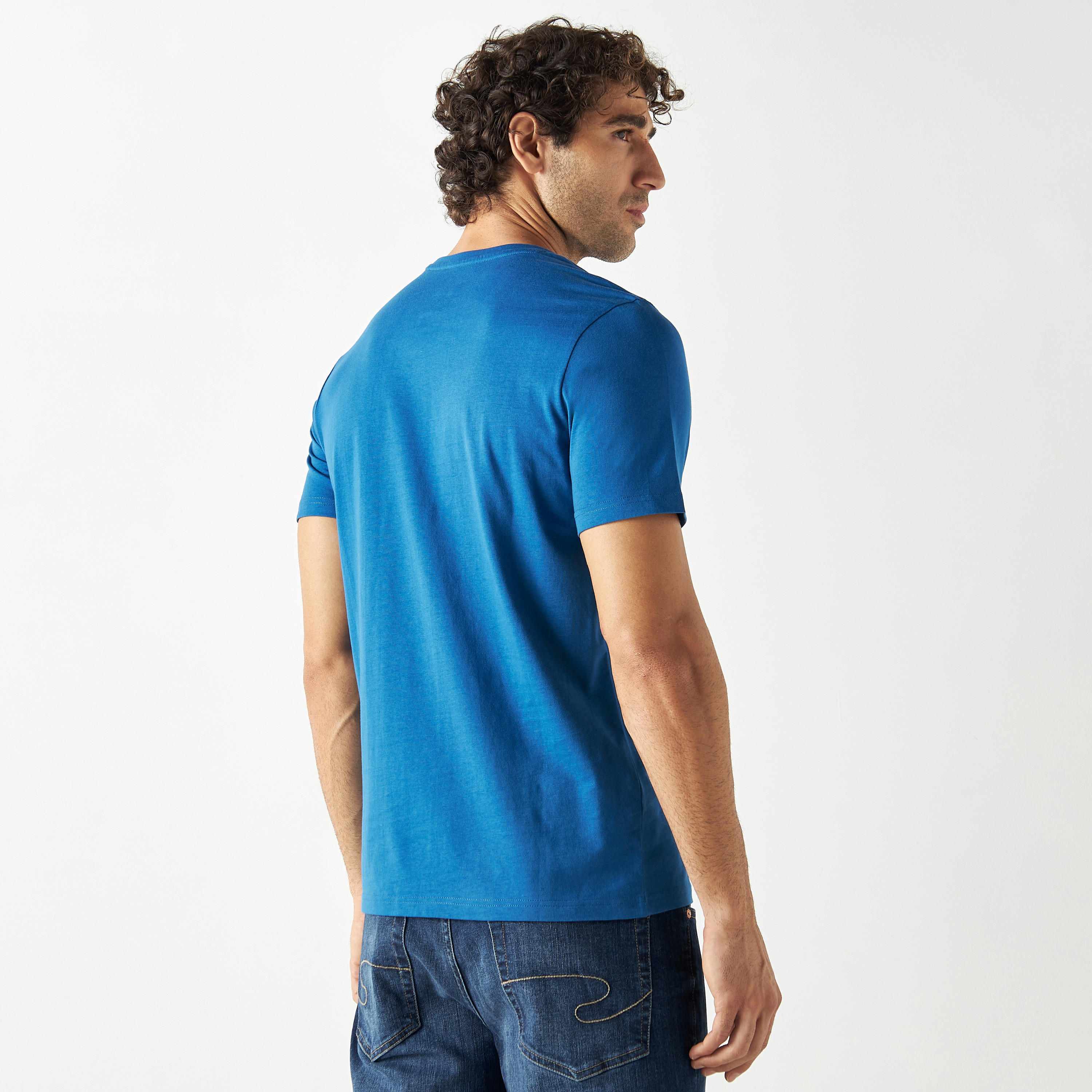 Printed Crew Neck T-shirt with Short Sleeves-men-clothing-tshirtsandpolos-tshirts-image-3