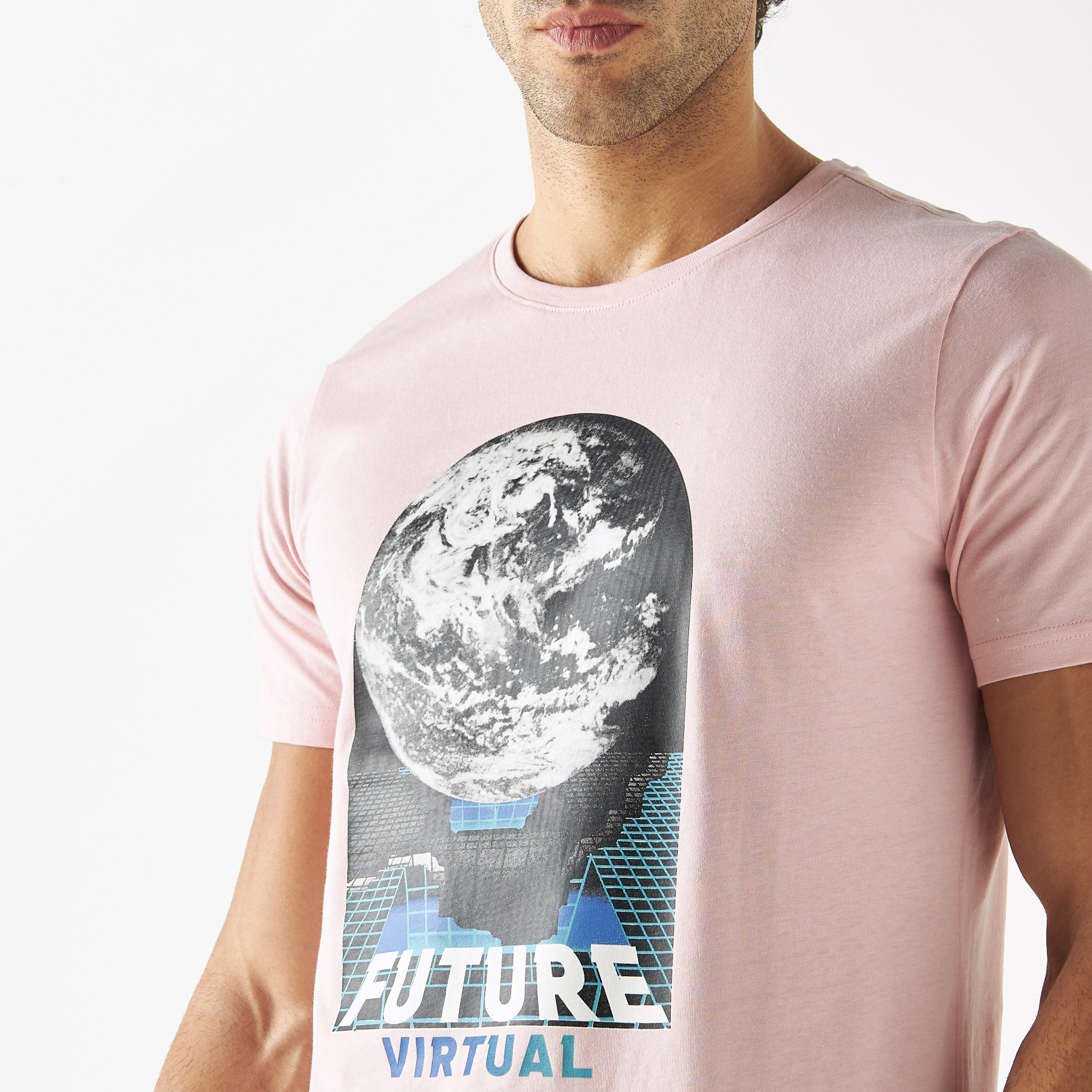 Printed Crew Neck T-shirt with Short Sleeves-men-clothing-tshirtsandpolos-tshirts-image-4