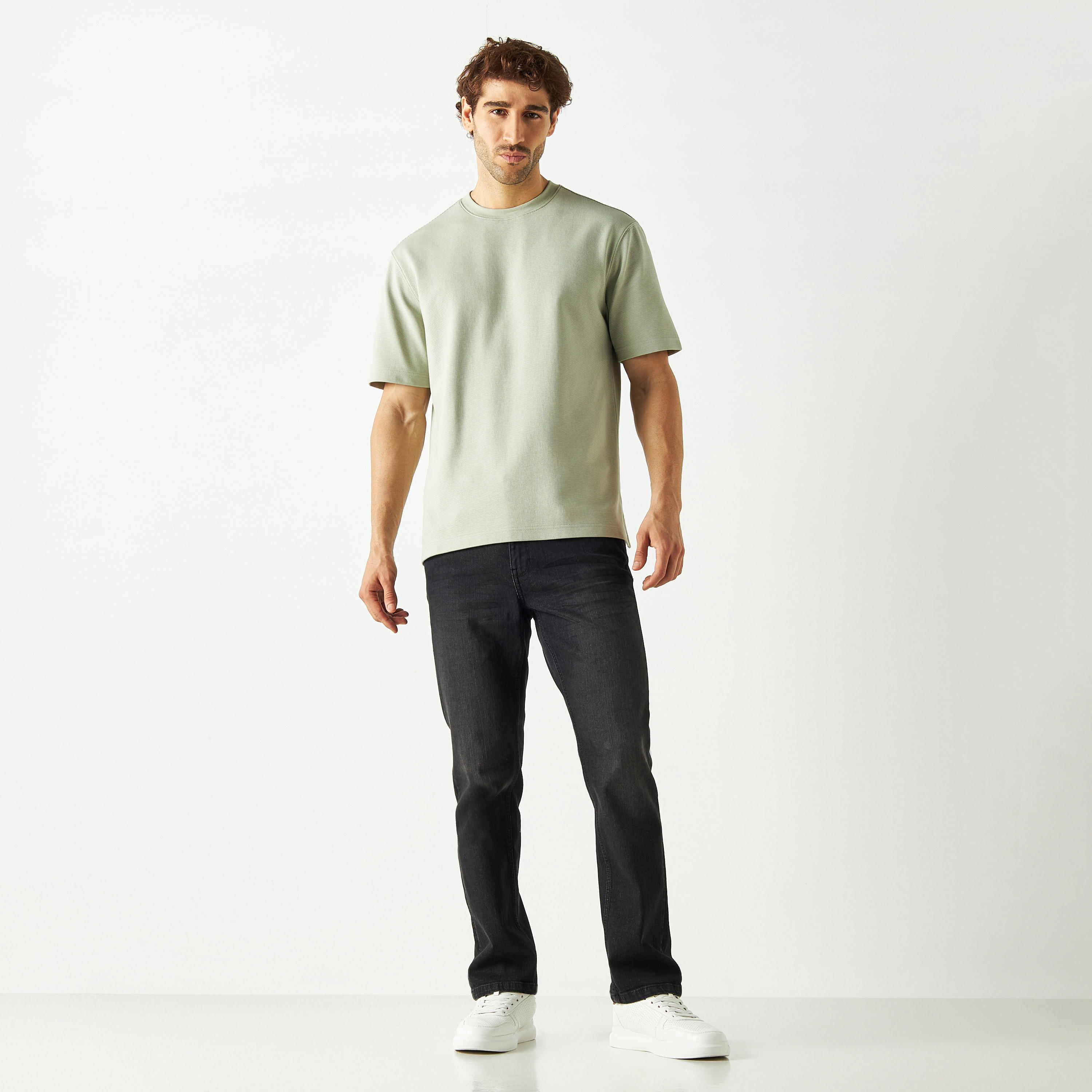 Textured Crew Neck T-shirt with Short Sleeves-men-clothing-tshirtsandpolos-tshirts-image-23