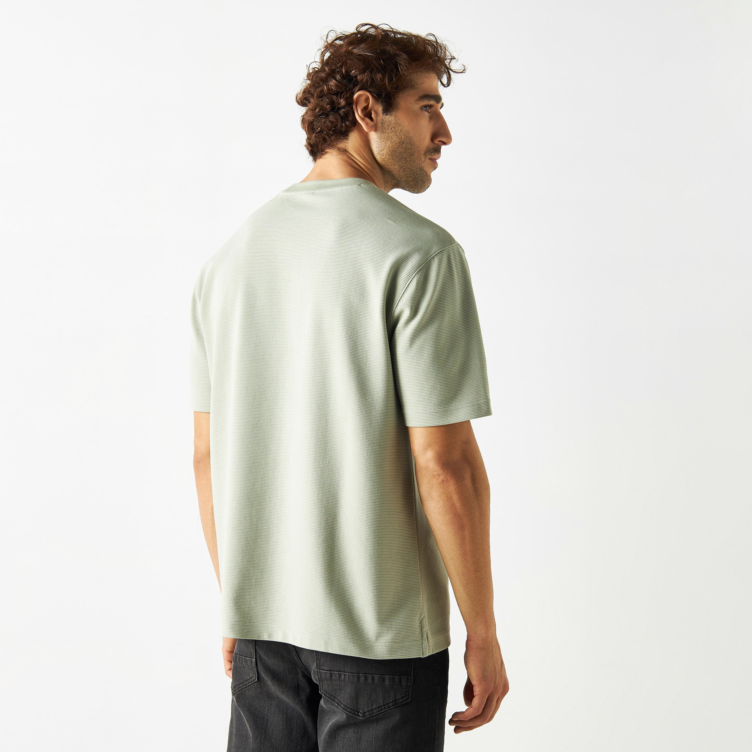 Textured Crew Neck T-shirt with Short Sleeves-men-clothing-tshirtsandpolos-tshirts-image-24