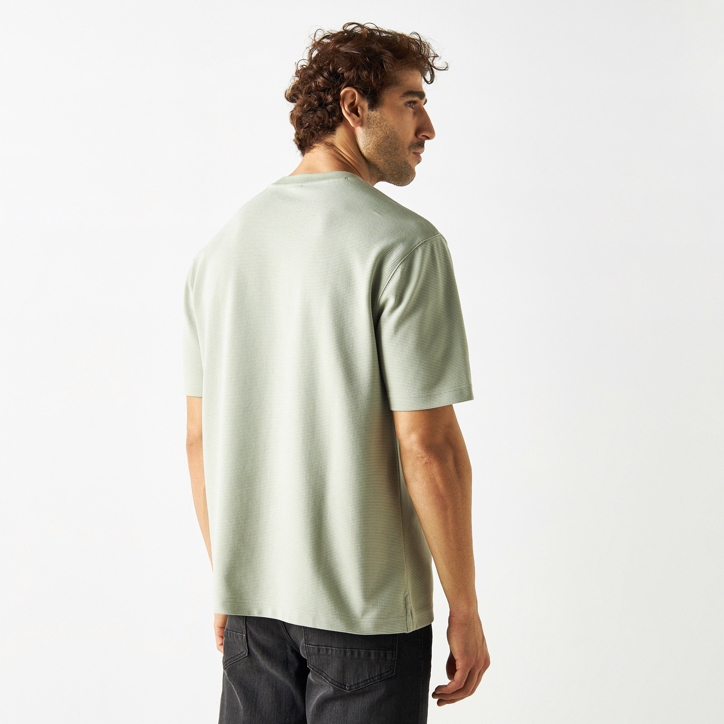 Textured Crew Neck T-shirt with Short Sleeves-men-clothing-tshirtsandpolos-tshirts-image-24