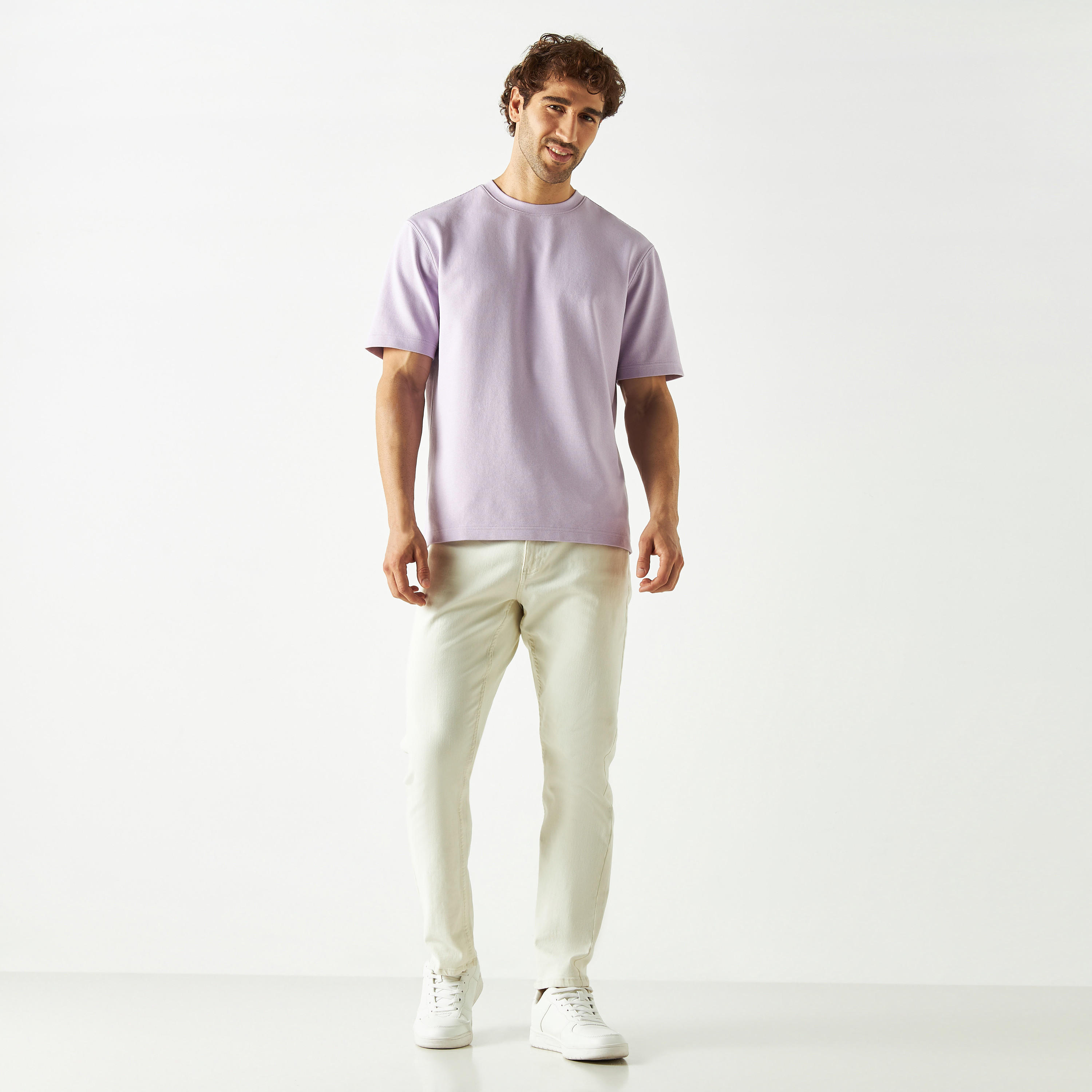 Textured Crew Neck T-shirt with Short Sleeves-men-clothing-tshirtsandpolos-tshirts-image-3