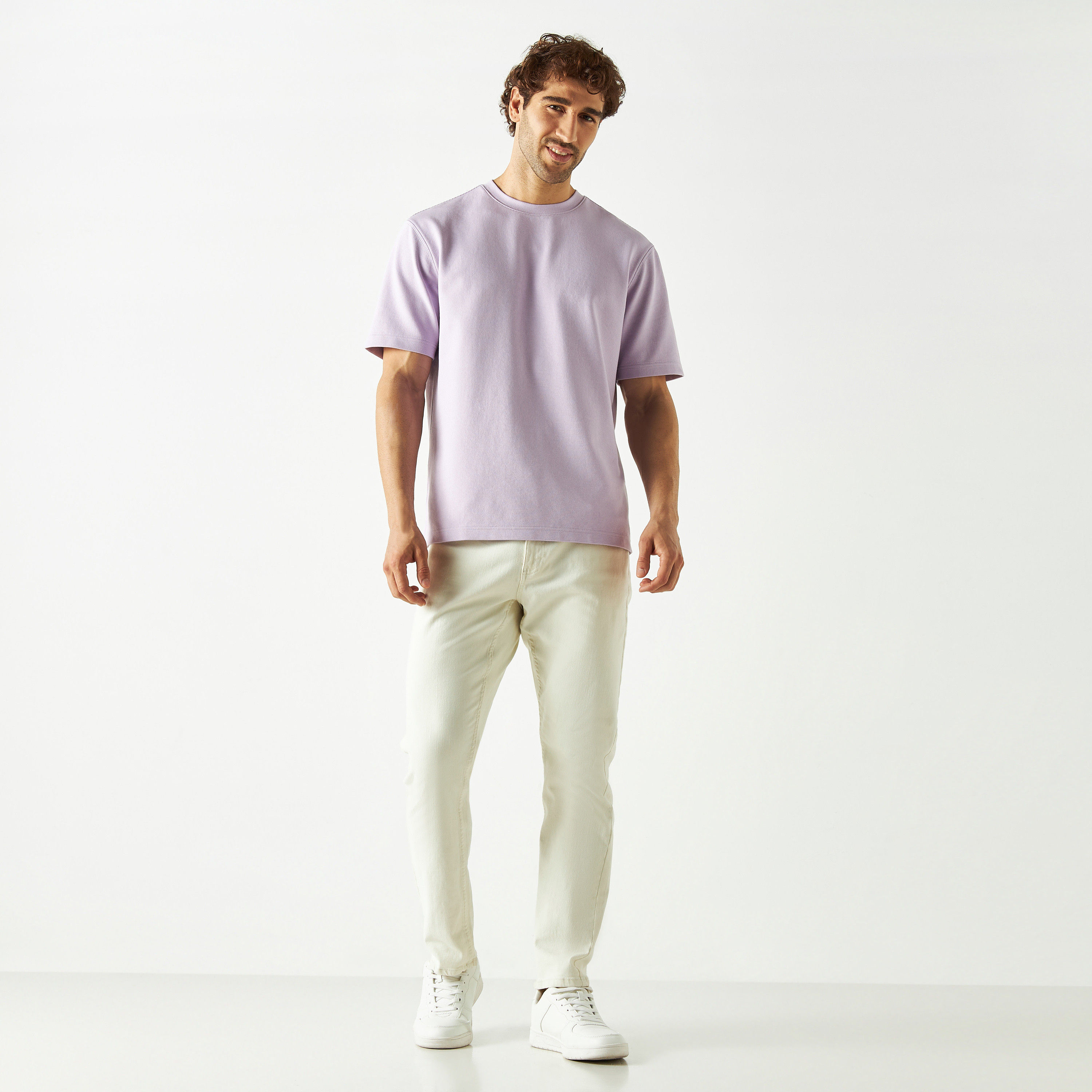 Textured Crew Neck T-shirt with Short Sleeves-men-clothing-tshirtsandpolos-tshirts-image-3