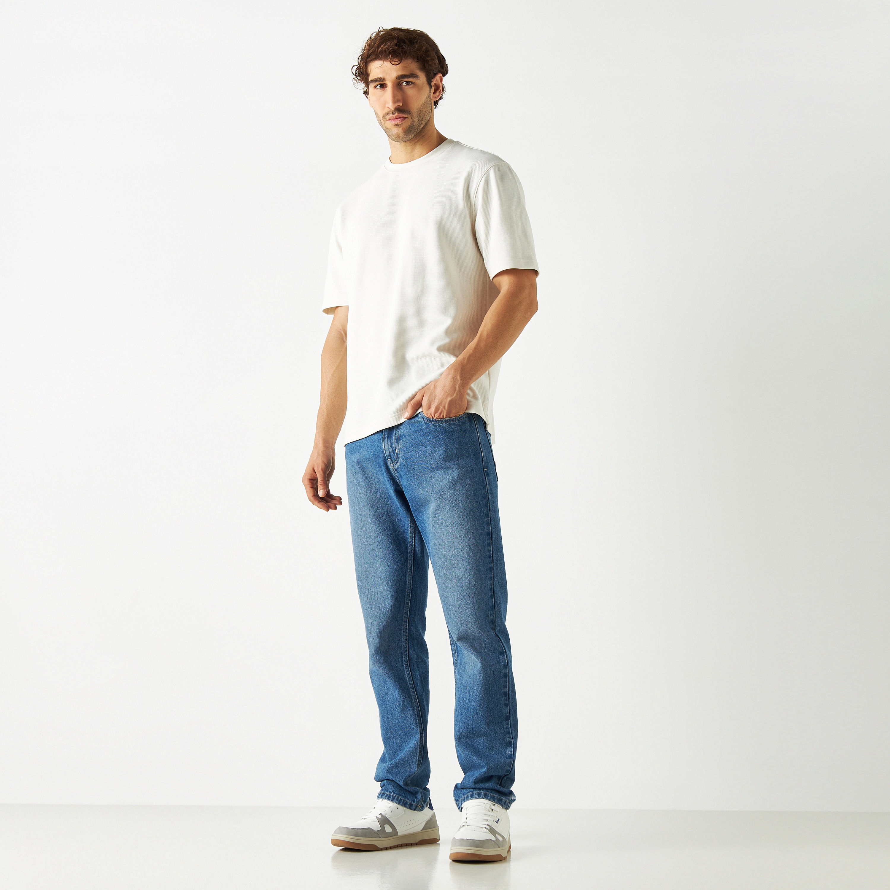 Textured Crew Neck T-shirt with Short Sleeves-men-clothing-tshirtsandpolos-tshirts-image-18