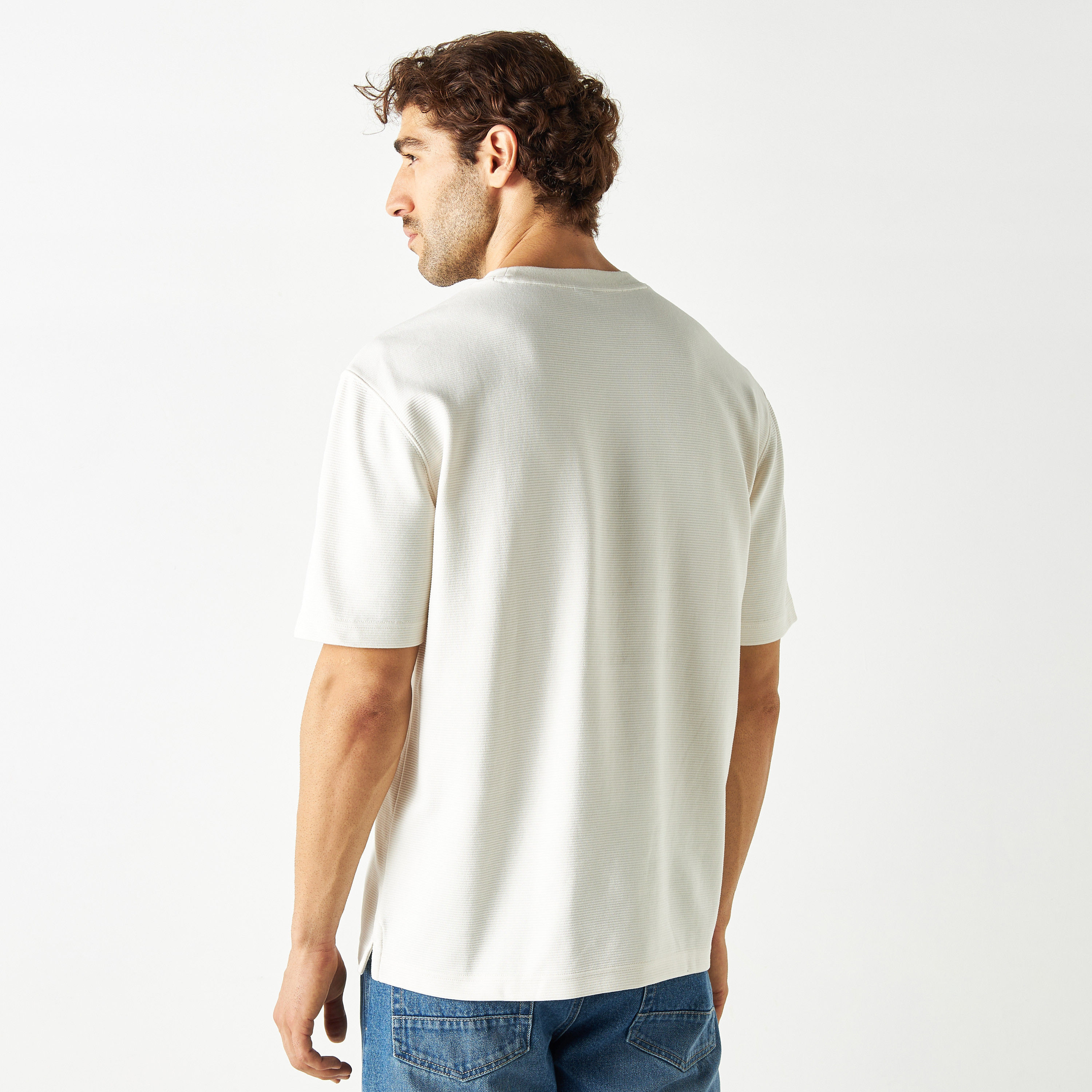 Textured Crew Neck T-shirt with Short Sleeves-men-clothing-tshirtsandpolos-tshirts-image-19