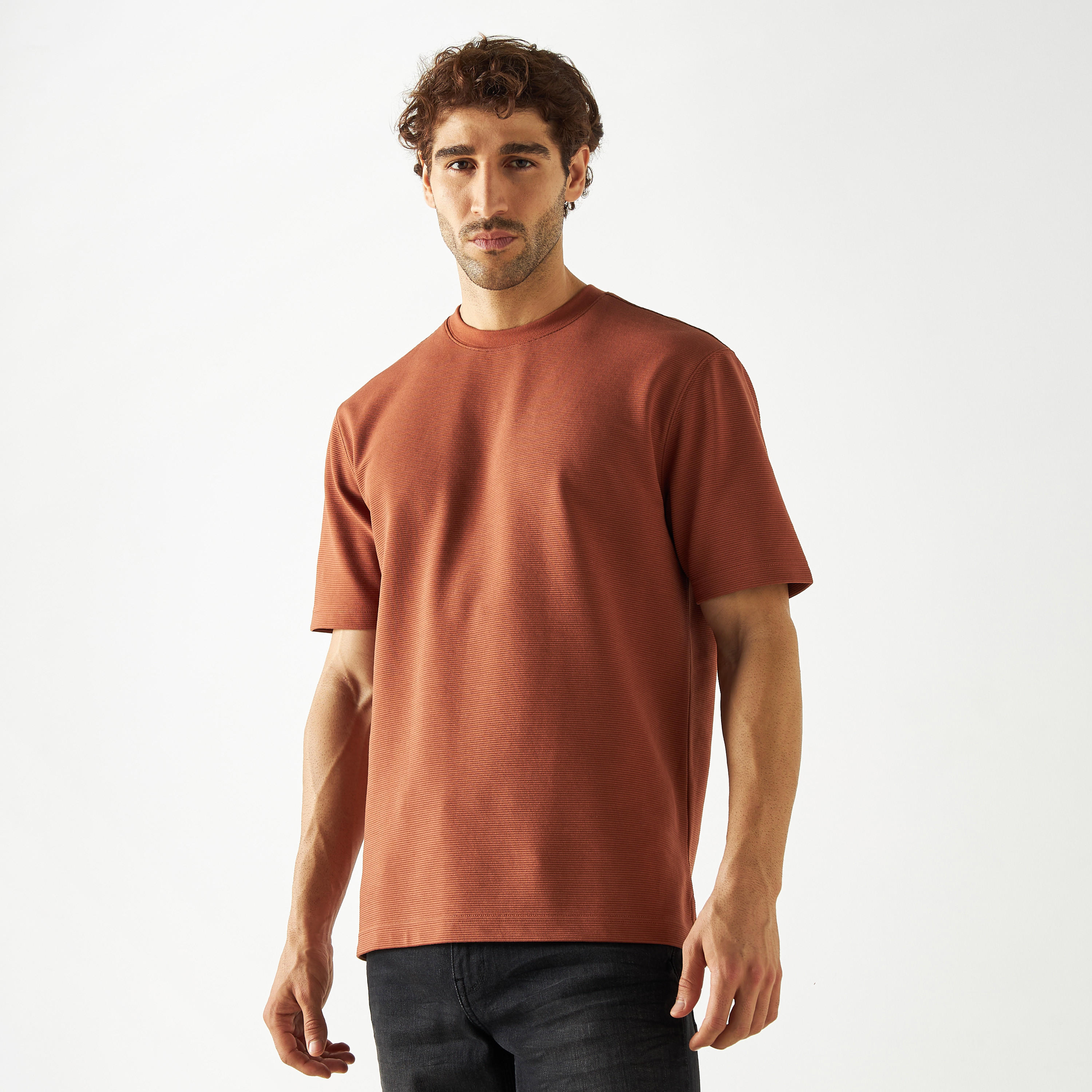 Textured Crew Neck T-shirt with Short Sleeves-men-clothing-tshirtsandpolos-tshirts-image-6