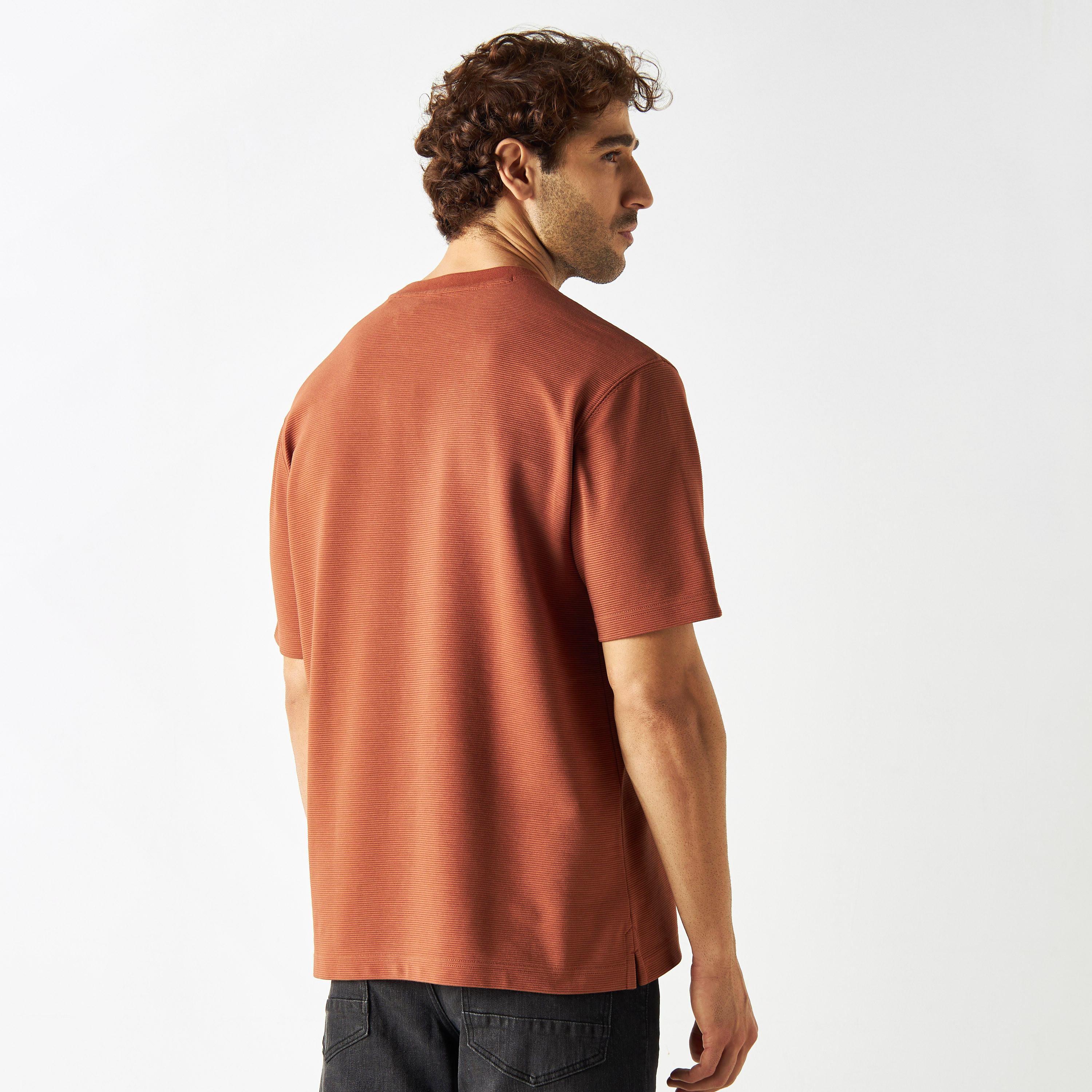 Textured Crew Neck T-shirt with Short Sleeves-men-clothing-tshirtsandpolos-tshirts-image-9