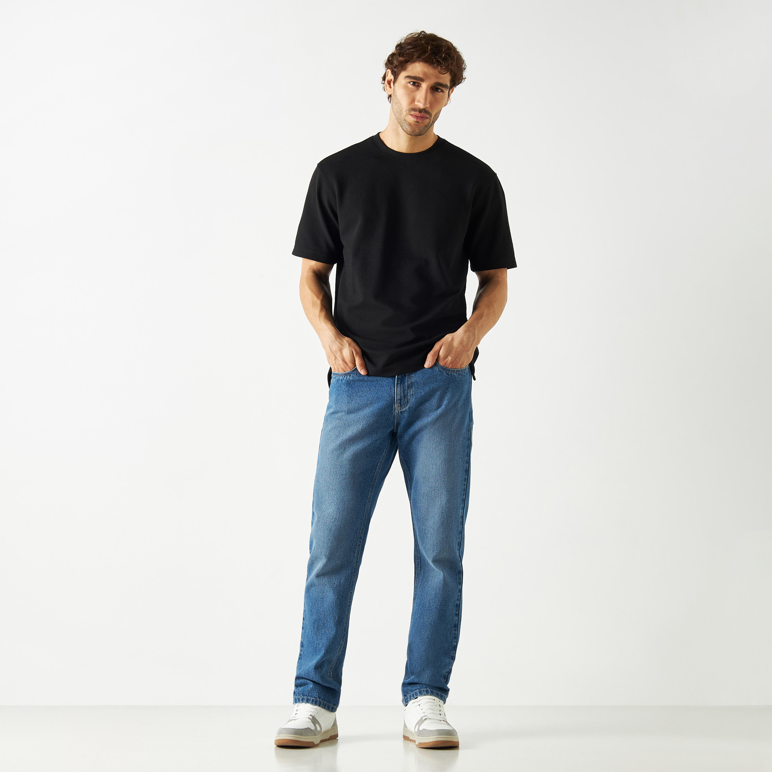 Textured Crew Neck T-shirt with Short Sleeves-men-clothing-tshirtsandpolos-tshirts-image-28