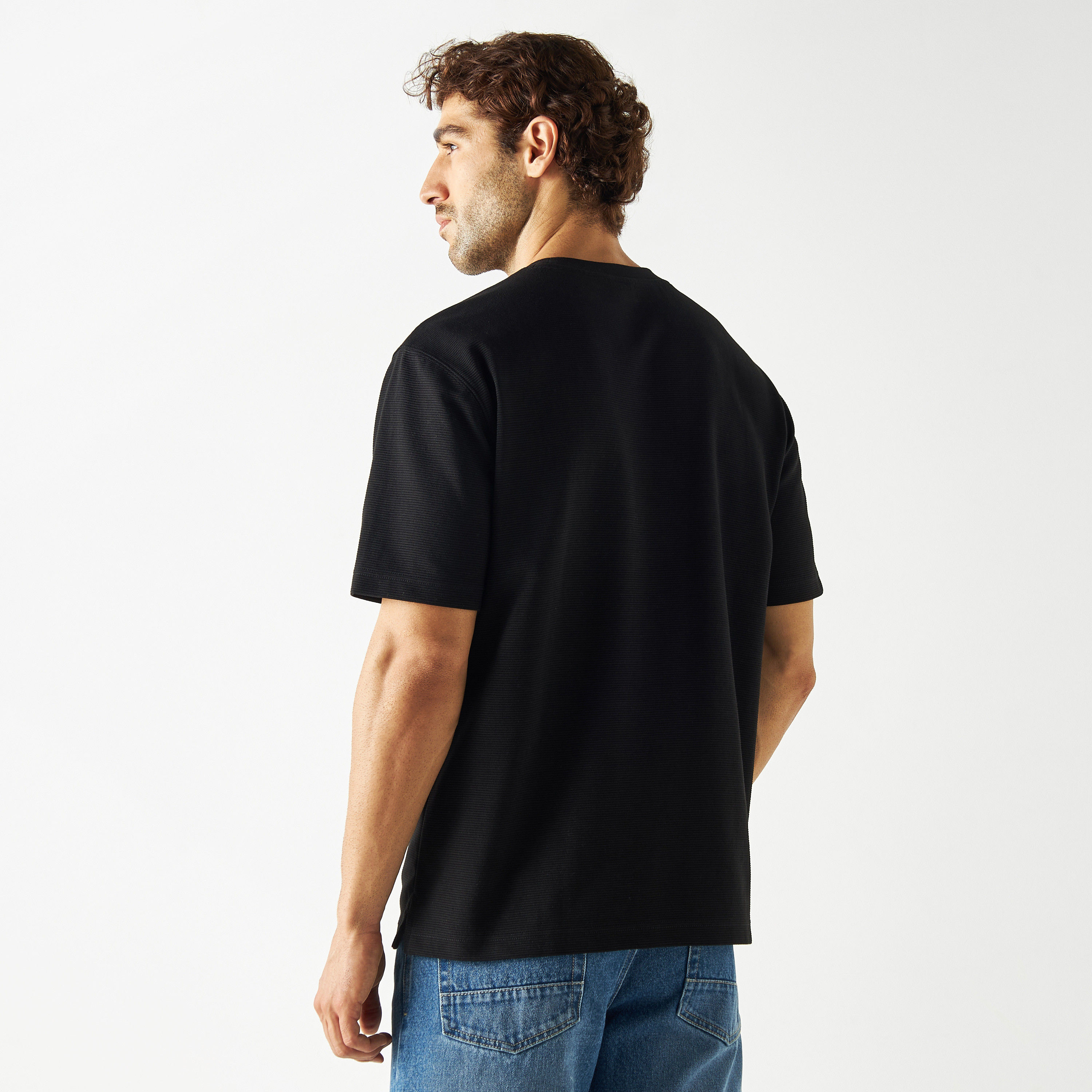 Textured Crew Neck T-shirt with Short Sleeves-men-clothing-tshirtsandpolos-tshirts-image-29
