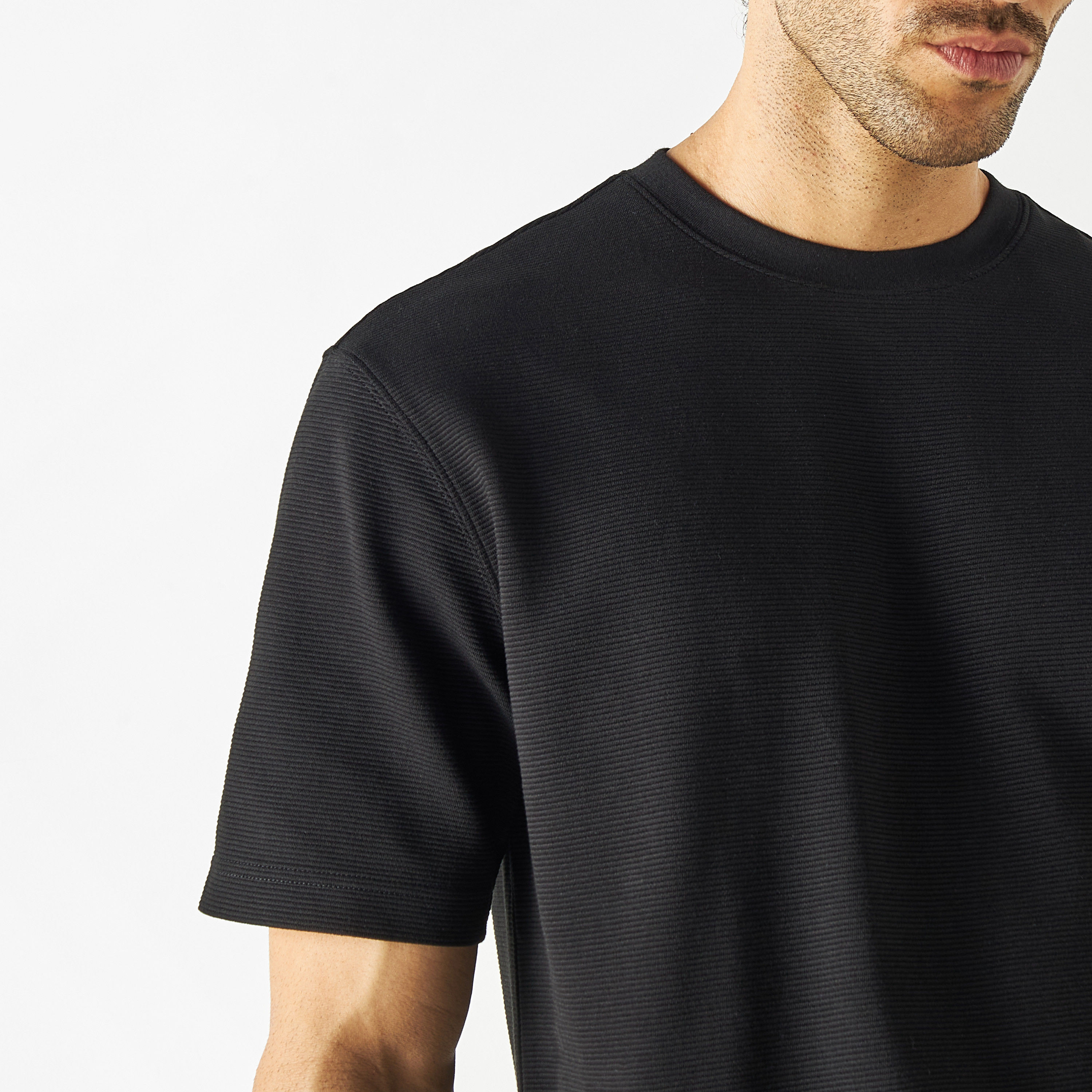 Textured Crew Neck T-shirt with Short Sleeves-men-clothing-tshirtsandpolos-tshirts-image-30
