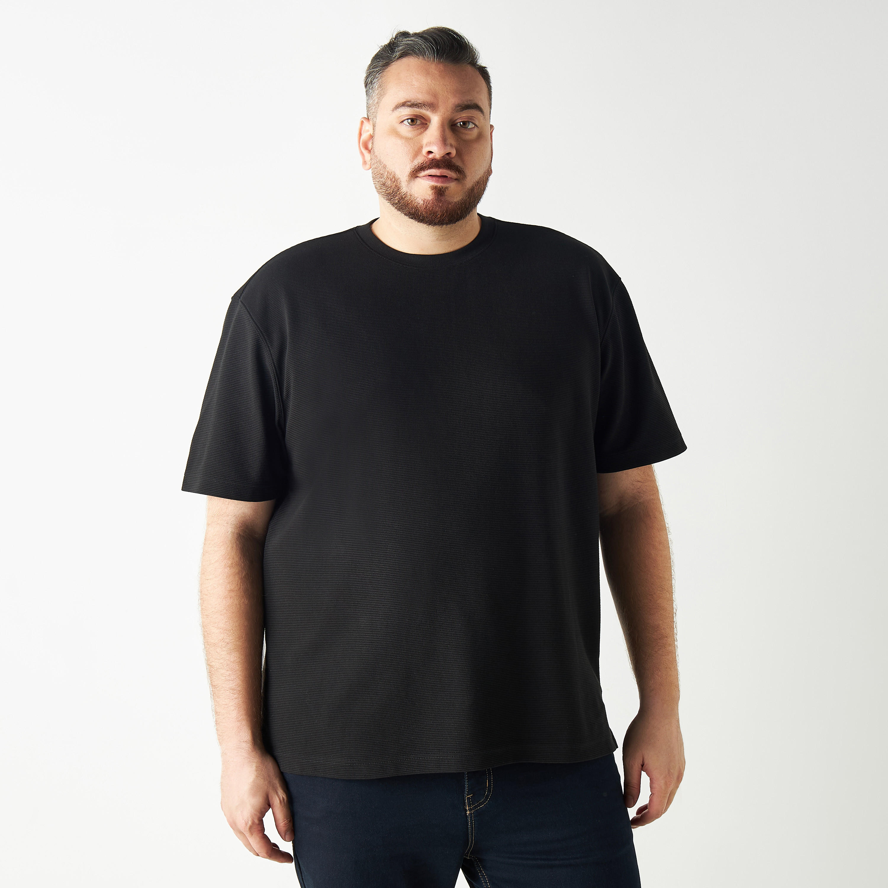 Textured Crew Neck T-shirt with Short Sleeves-men-clothing-tshirtsandpolos-tshirts-image-27
