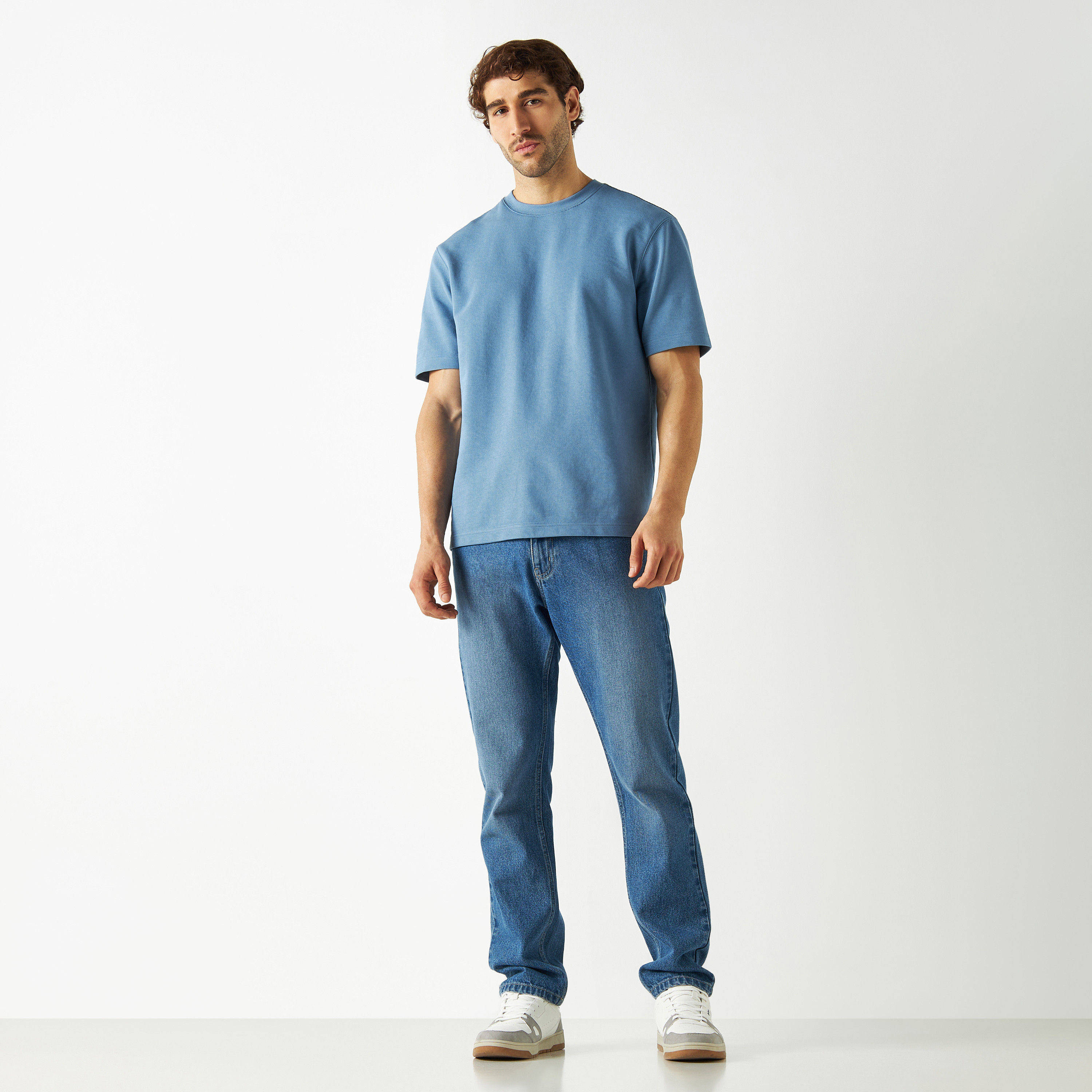 Textured Crew Neck T-shirt with Short Sleeves-men-clothing-tshirtsandpolos-tshirts-image-13