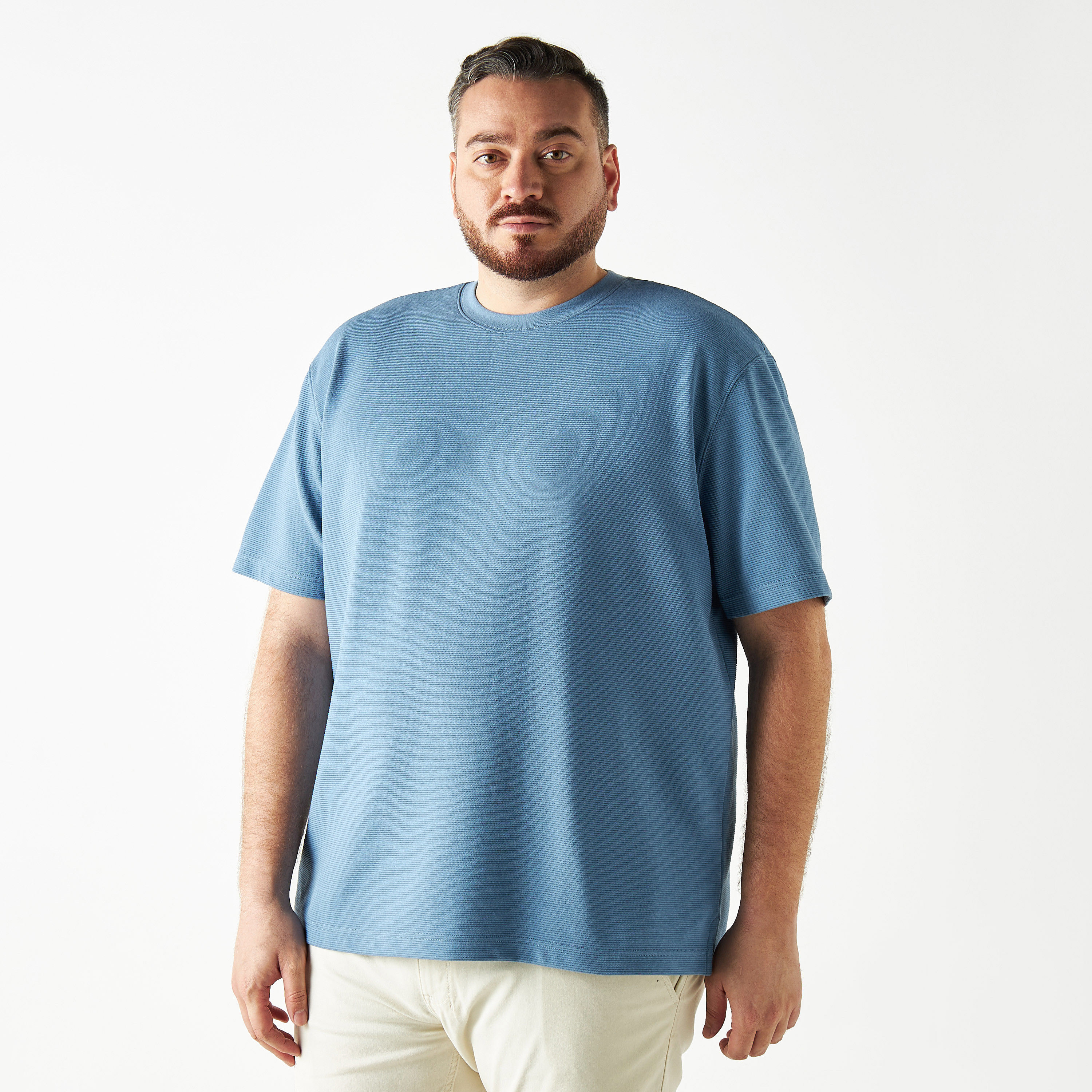 Textured Crew Neck T-shirt with Short Sleeves-men-clothing-tshirtsandpolos-tshirts-image-12