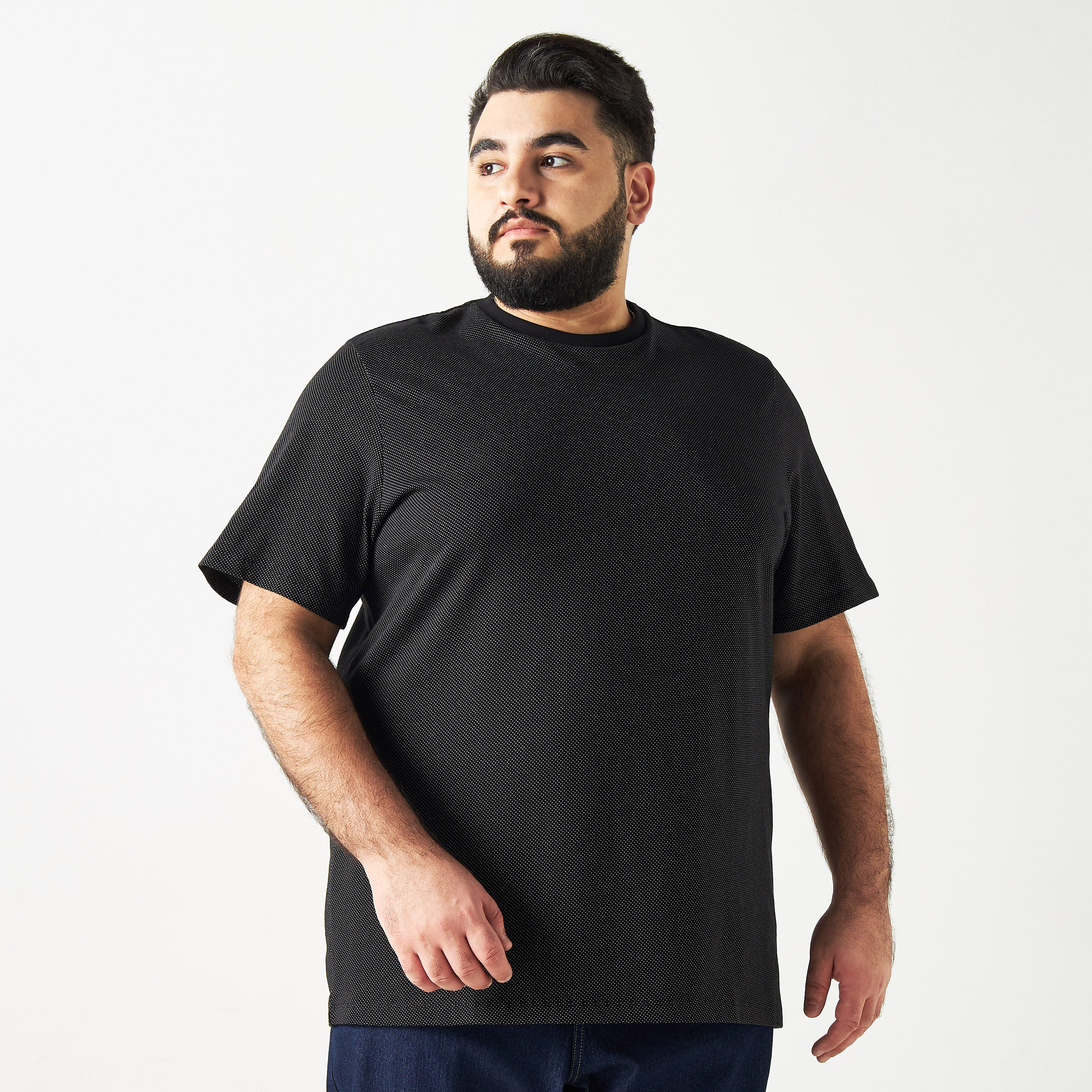 تيشيرت بارز الملمس بياقة ضيّقة وأكمام قصيرة-men-clothing-tshirtsandpolos-tshirts-image-7