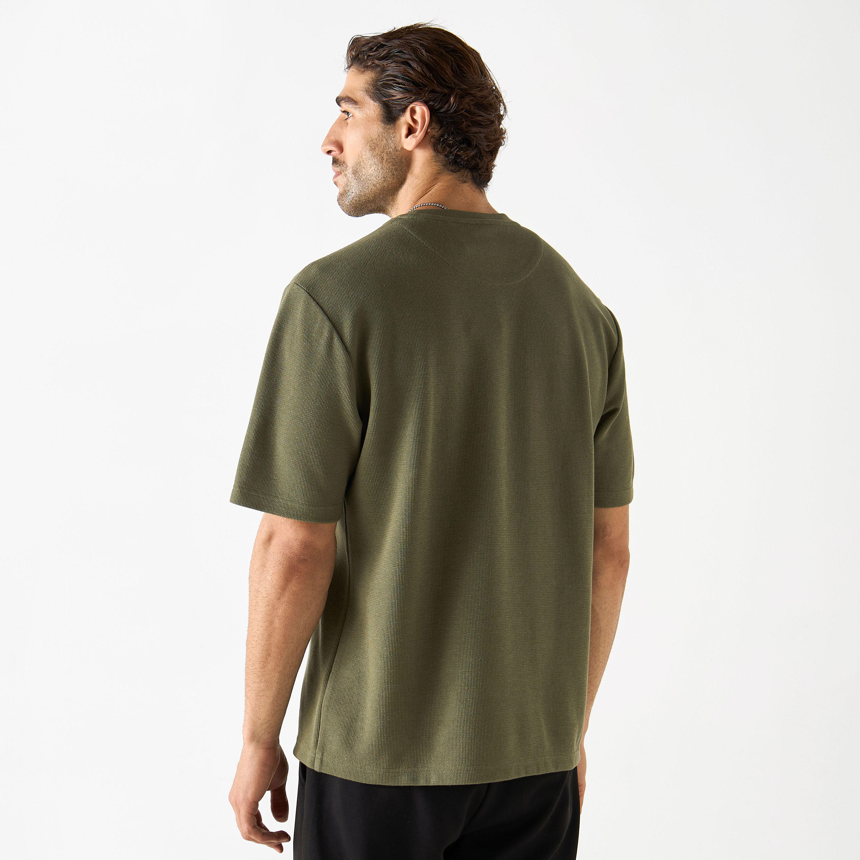 Textured Crew Neck T-shirt with Short Sleeves-men-clothing-tshirtsandpolos-tshirts-image-15