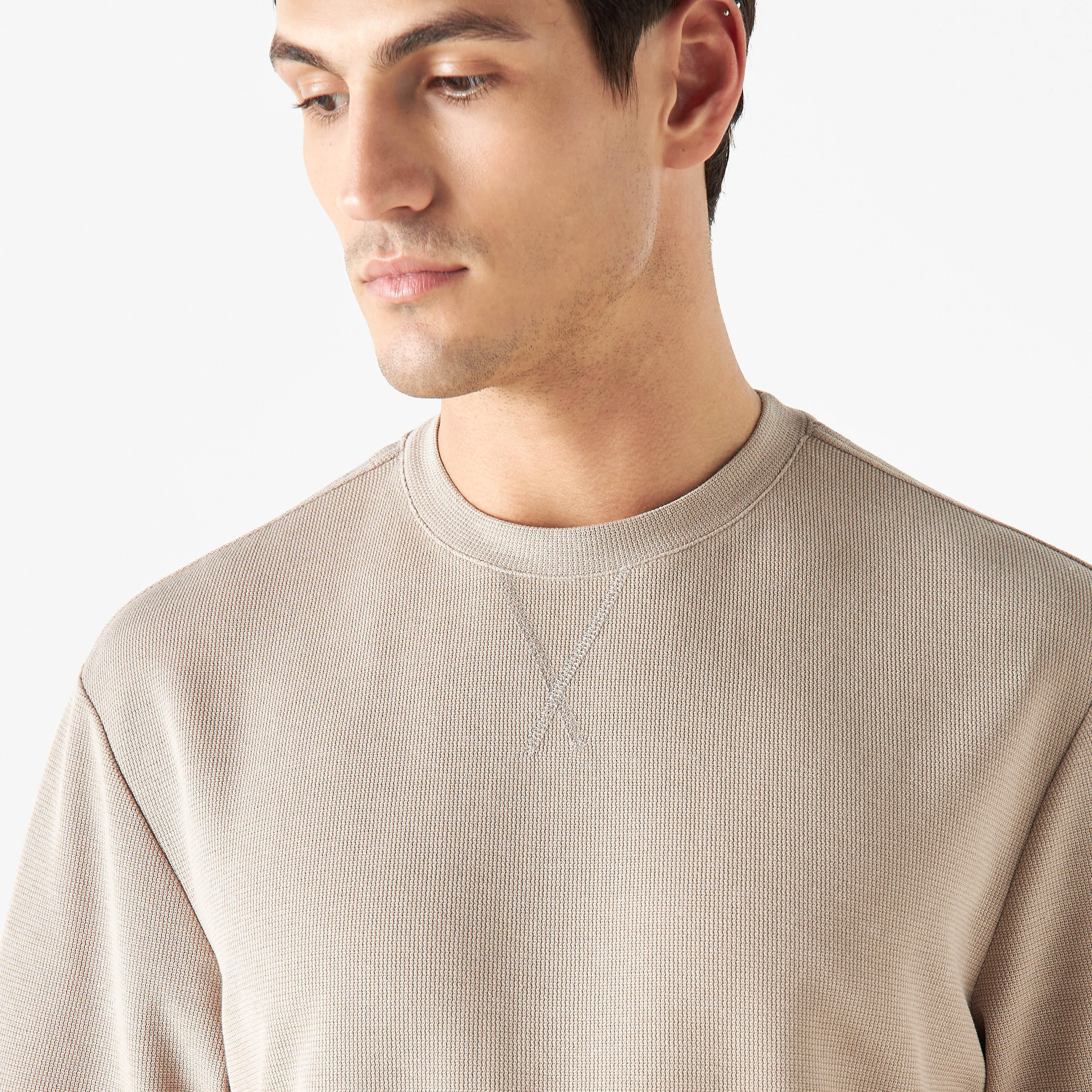 Textured Crew Neck T-shirt with Short Sleeves-men-clothing-tshirtsandpolos-tshirts-image-4