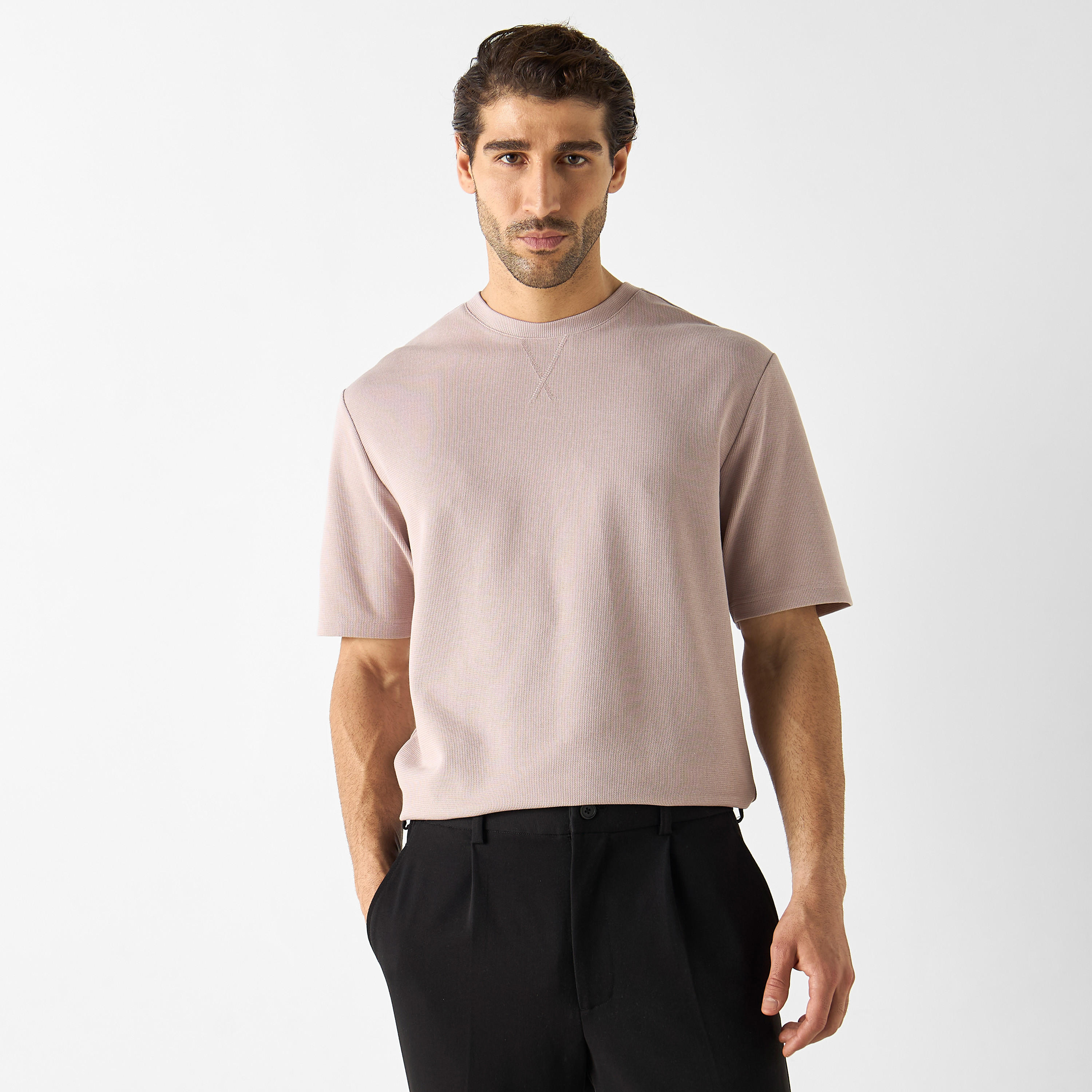 Textured Crew Neck T-shirt with Short Sleeves-men-clothing-tshirtsandpolos-tshirts-image-17