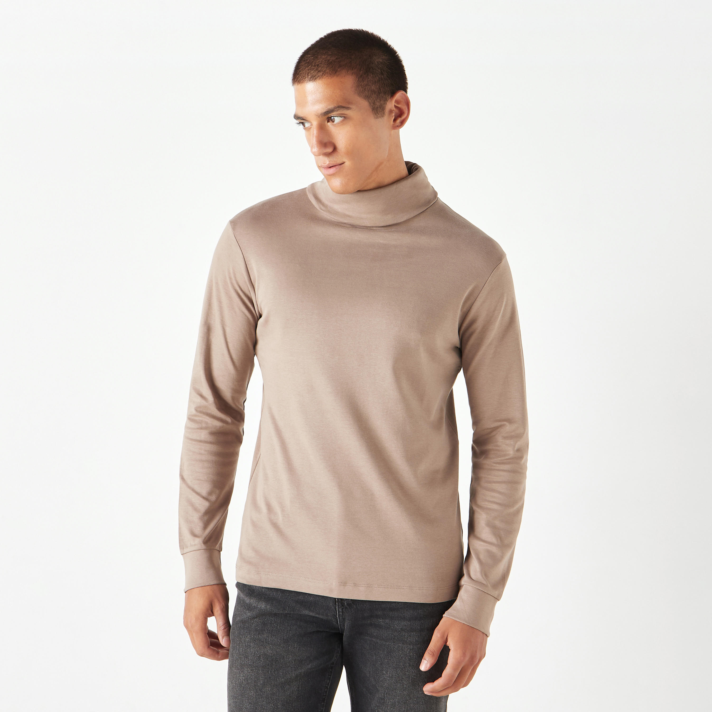 Solid Turtle Neck T-shirt with Long Sleeves-men-clothing-tshirtsandpolos-tshirts-image-1