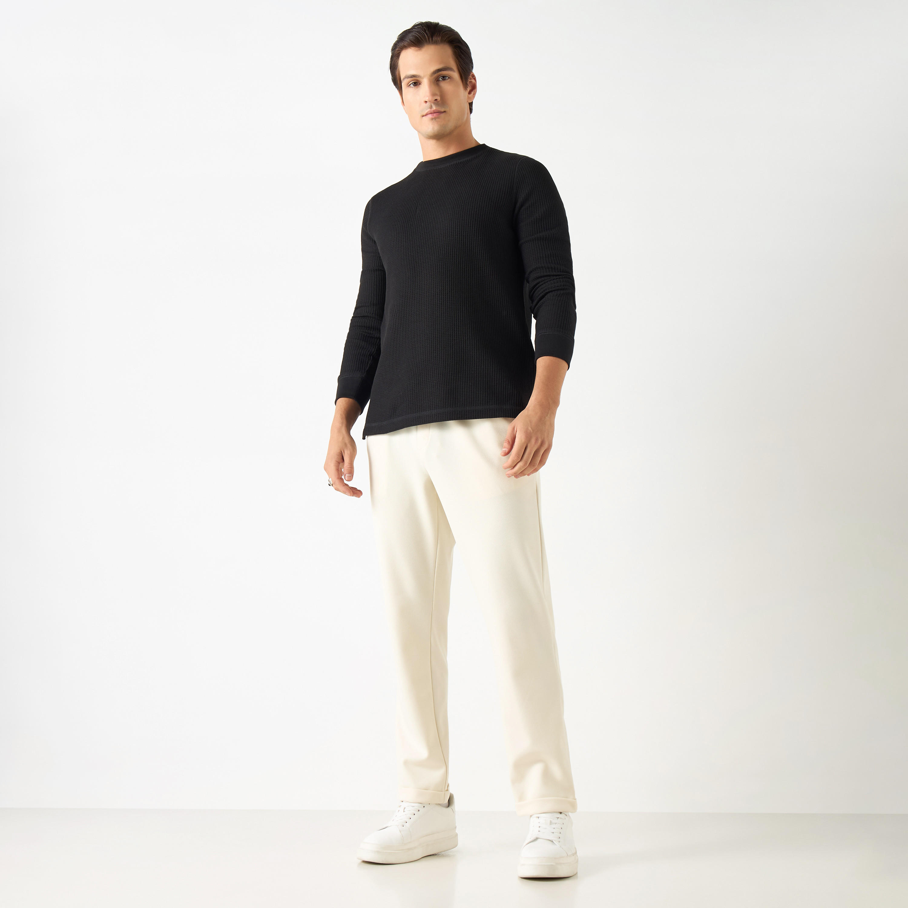 Ribbed T-shirt with Crew Neck and Long Sleeves-men-clothing-tshirtsandpolos-tshirts-image-14