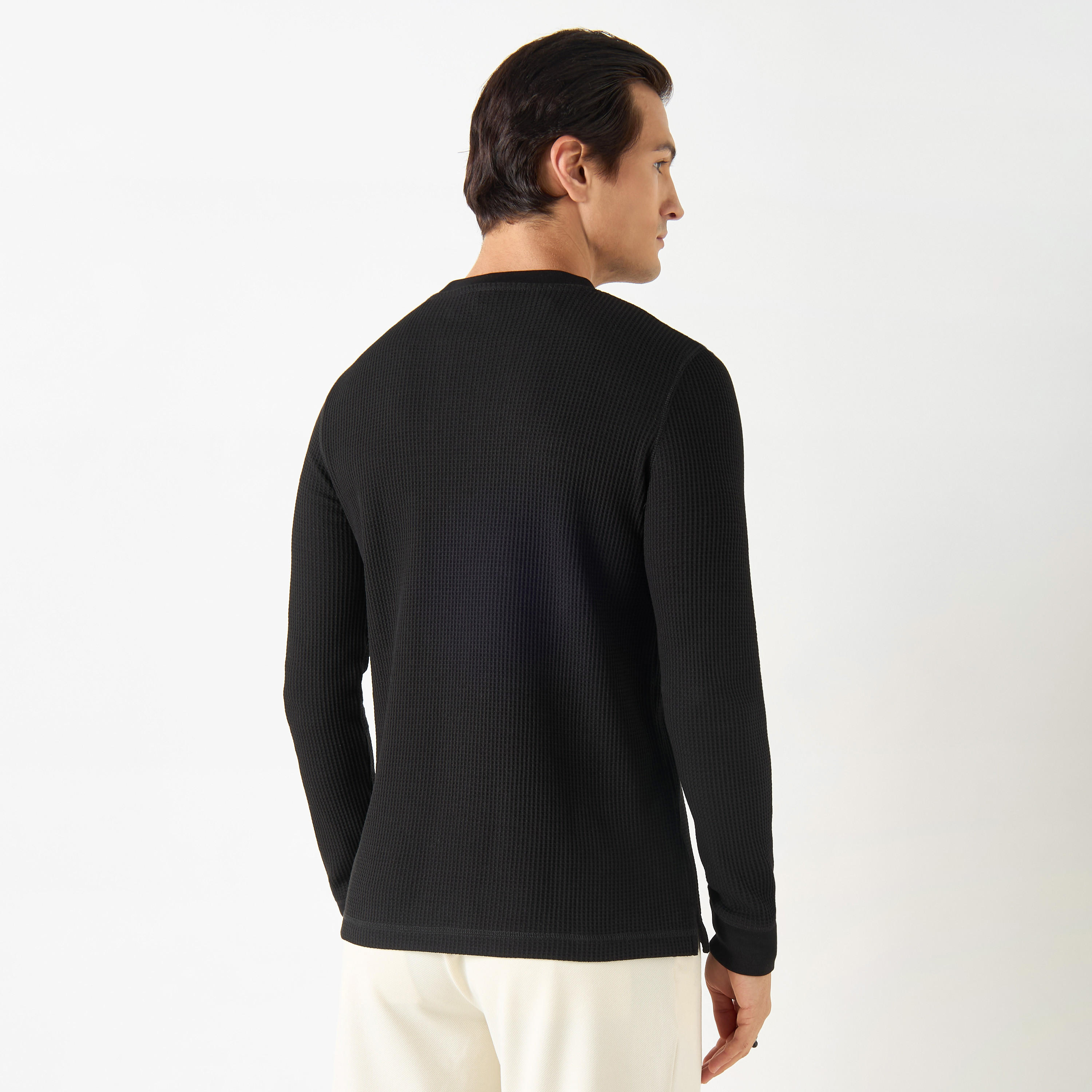 Ribbed T-shirt with Crew Neck and Long Sleeves-men-clothing-tshirtsandpolos-tshirts-image-15