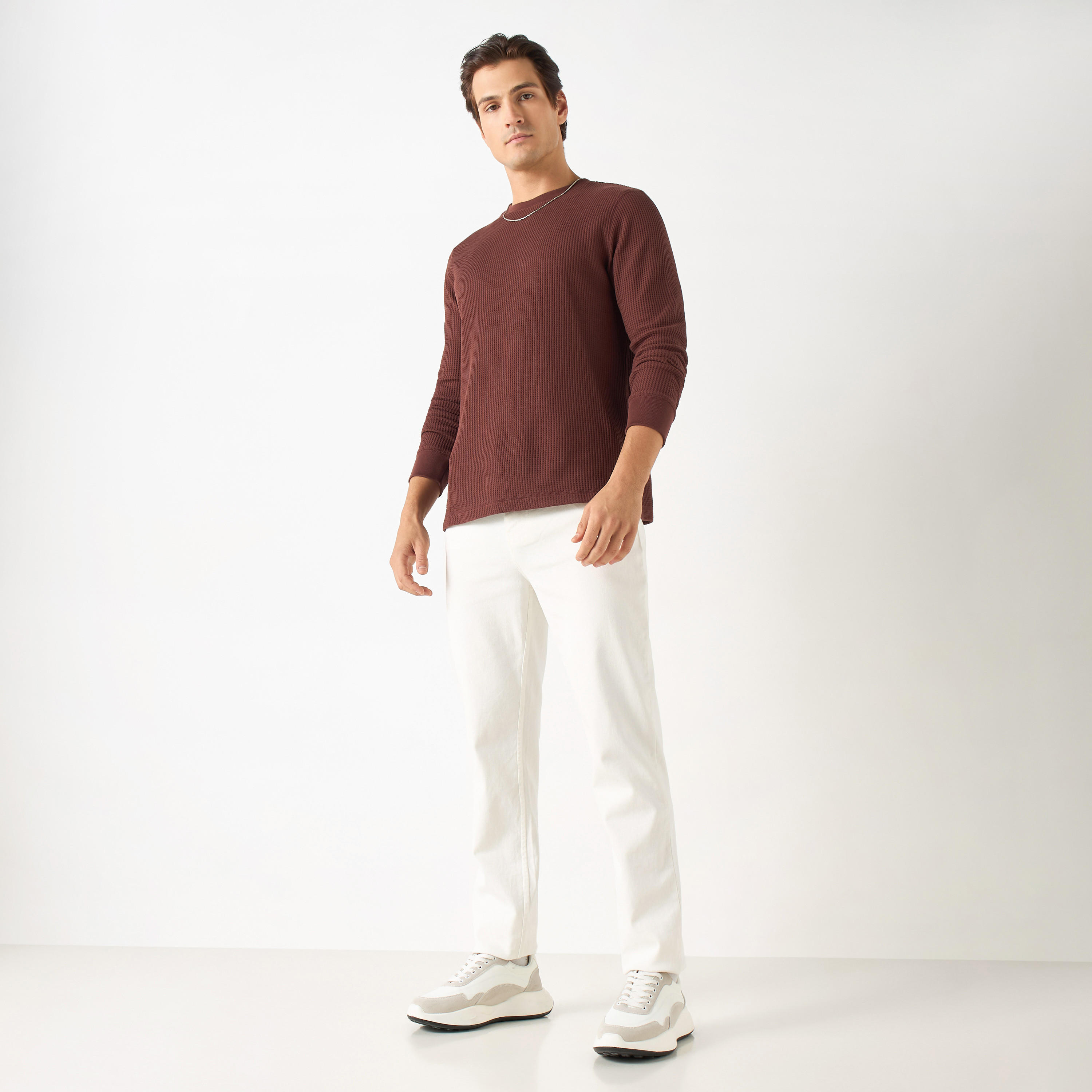 Ribbed T-shirt with Crew Neck and Long Sleeves-men-clothing-tshirtsandpolos-tshirts-image-2