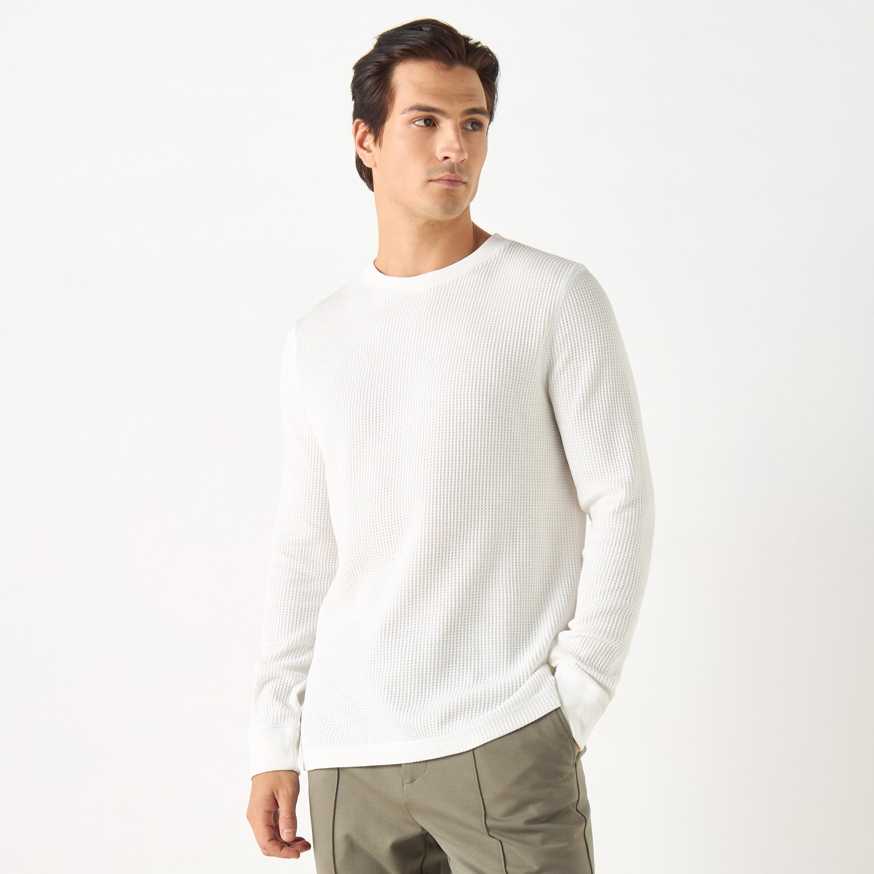 Ribbed T-shirt with Crew Neck and Long Sleeves-men-clothing-tshirtsandpolos-tshirts-image-9