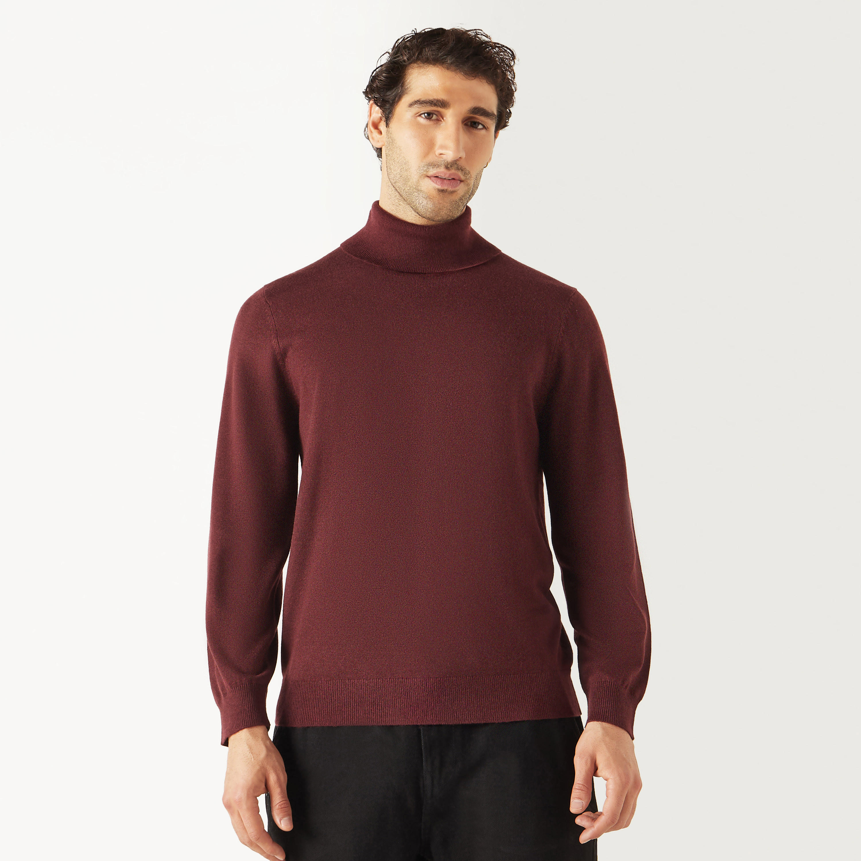 كنزة سادة بياقة عالية وأكمام طويلة-men-clothing-sweatersandpullovers-image-9