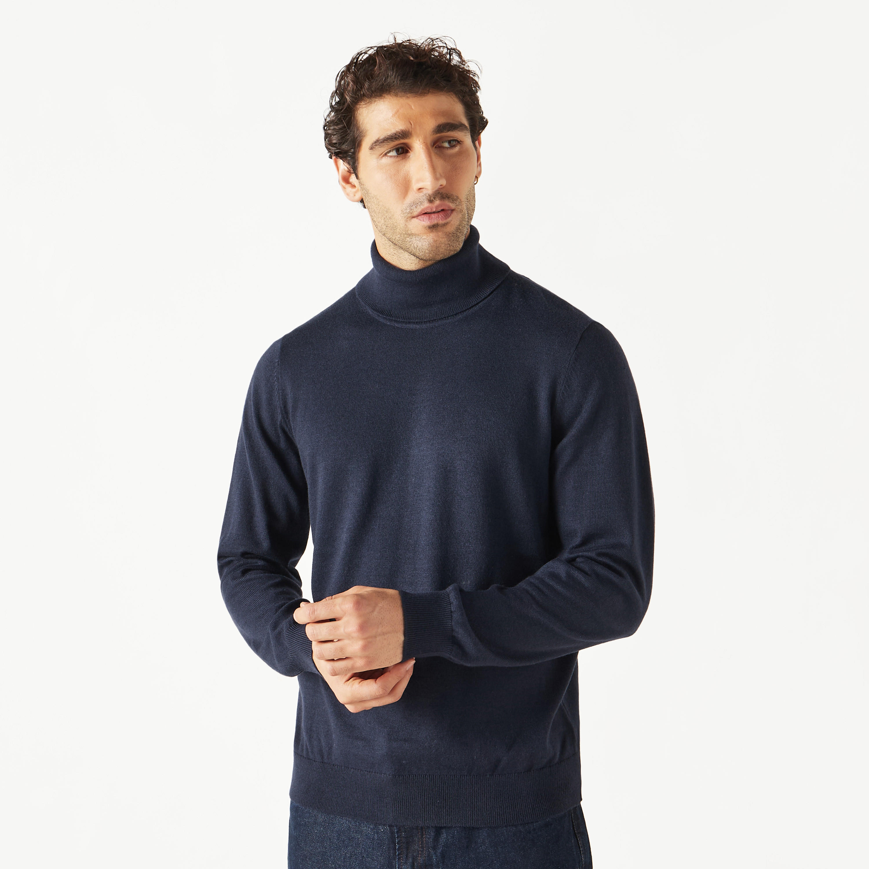 كنزة سادة بياقة عالية وأكمام طويلة-men-clothing-sweatersandpullovers-image-1
