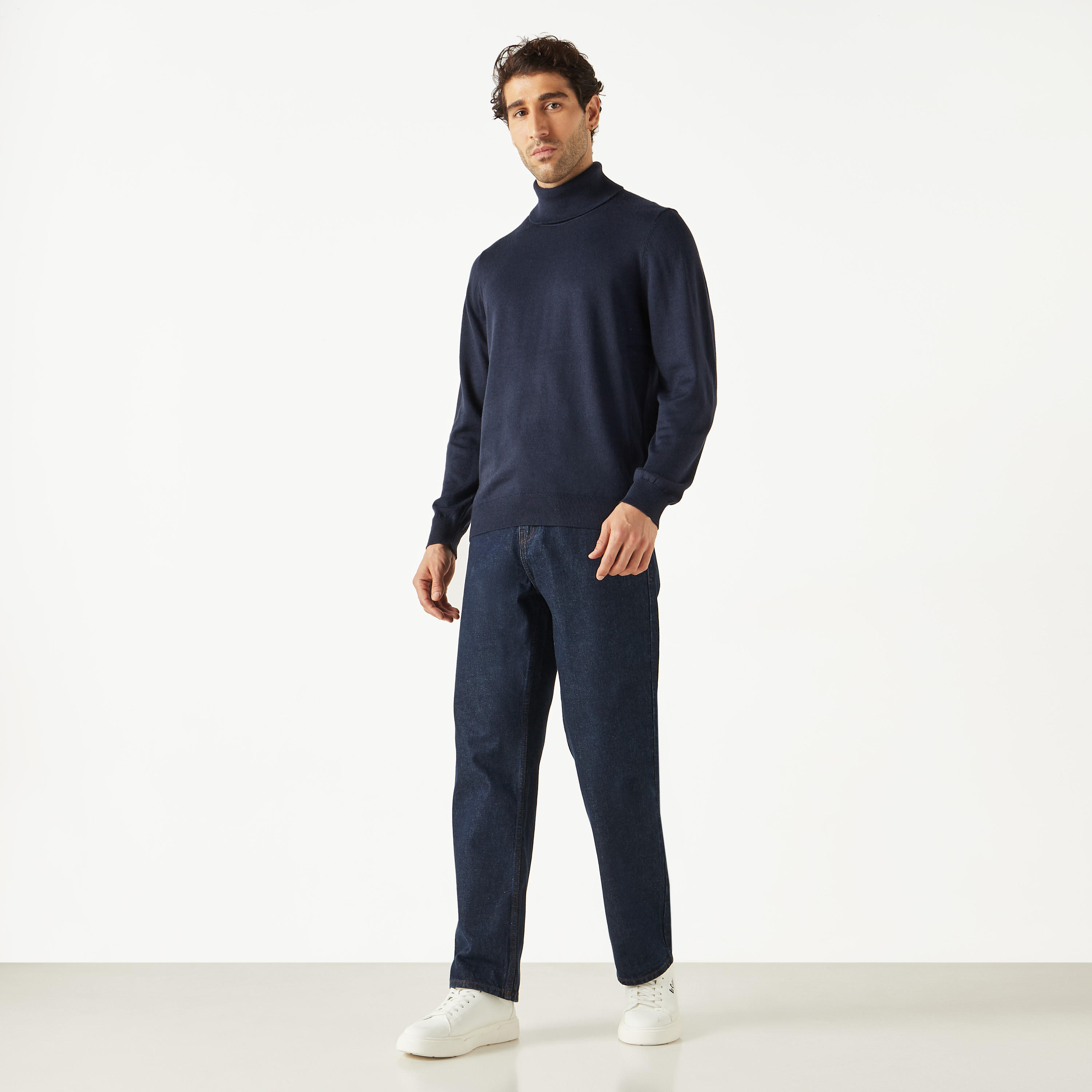 كنزة سادة بياقة عالية وأكمام طويلة-men-clothing-sweatersandpullovers-image-2