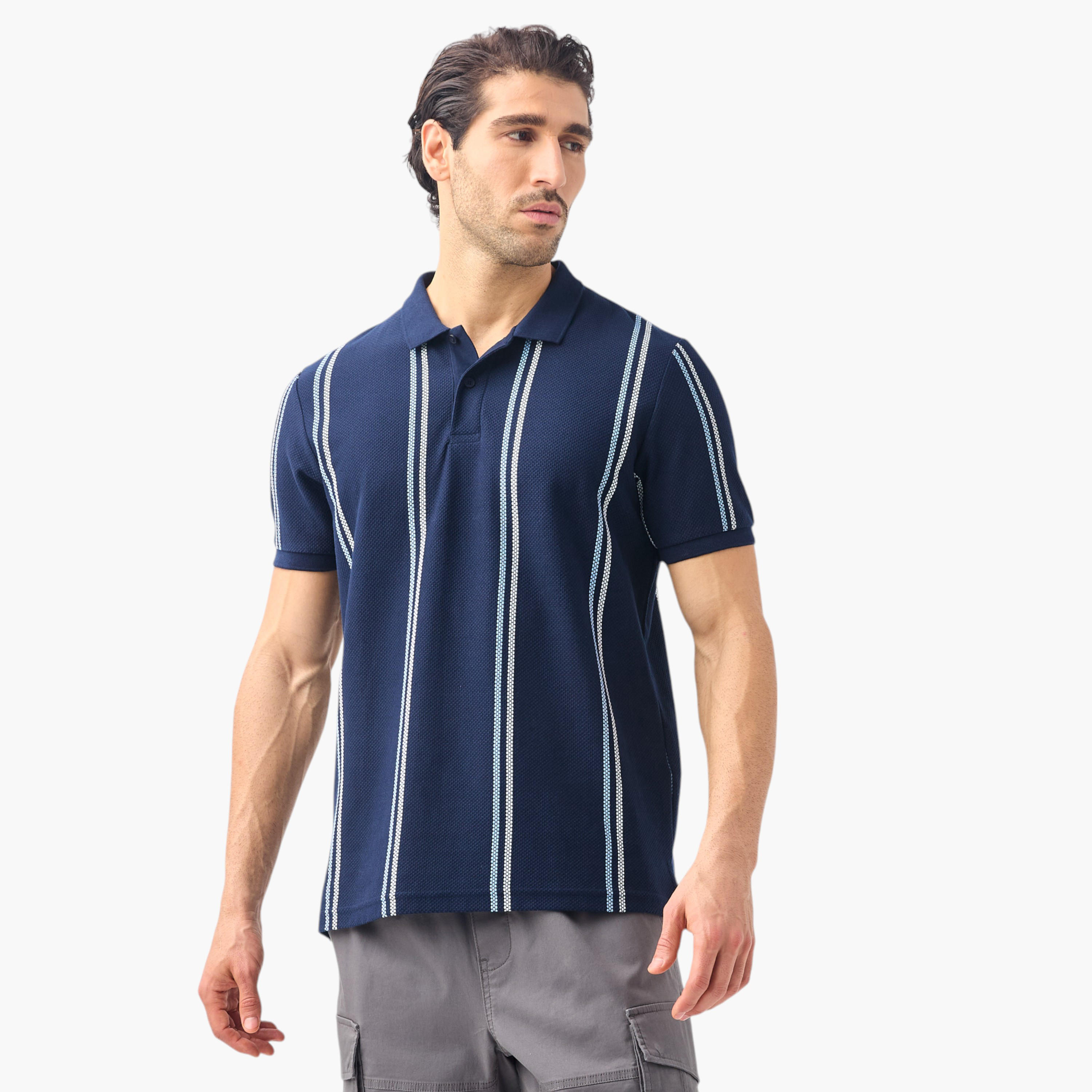 تيشيرت بولو مقلم بأكمام قصيرة-men-clothing-tshirtsandpolos-polos-image-1