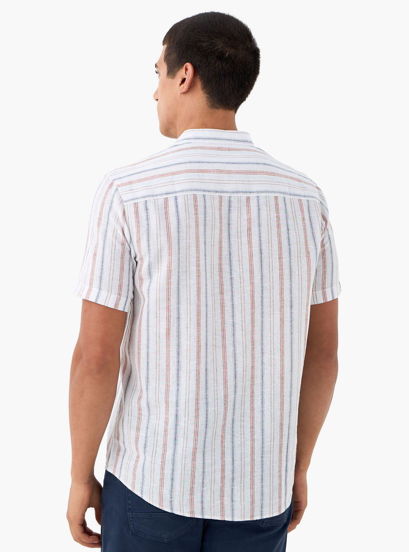 Striped Linen Blend Mandarin Collar Shirt-men-clothing-shirts-image-3