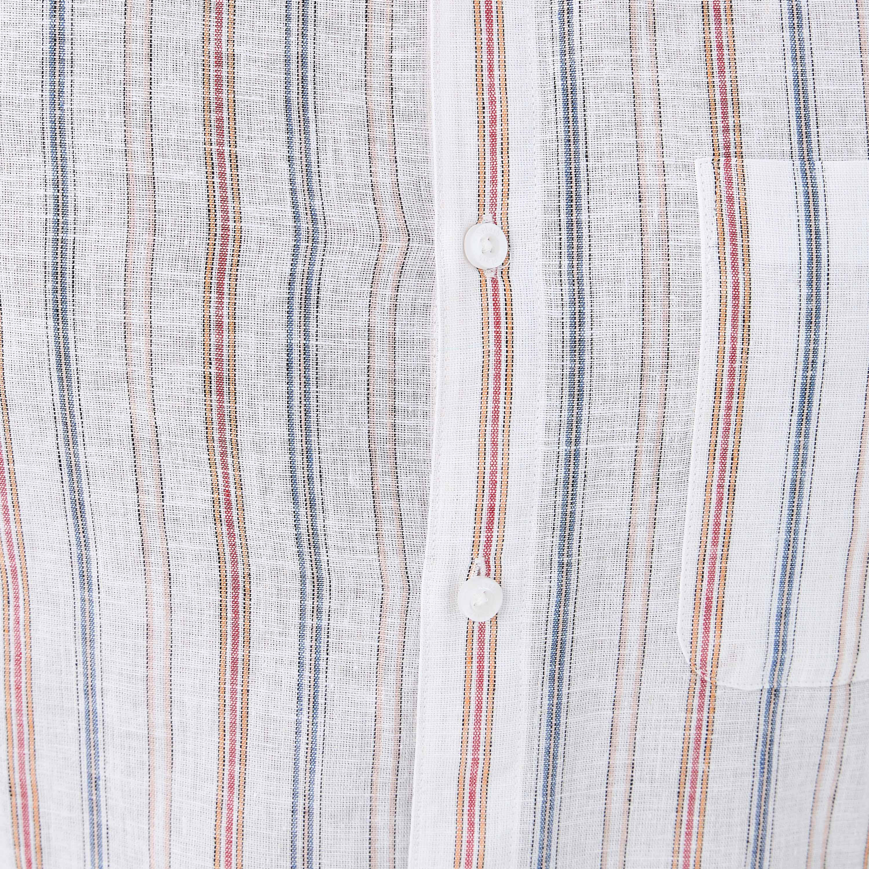 Striped Linen Blend Mandarin Collar Shirt-men-clothing-shirts-image-5