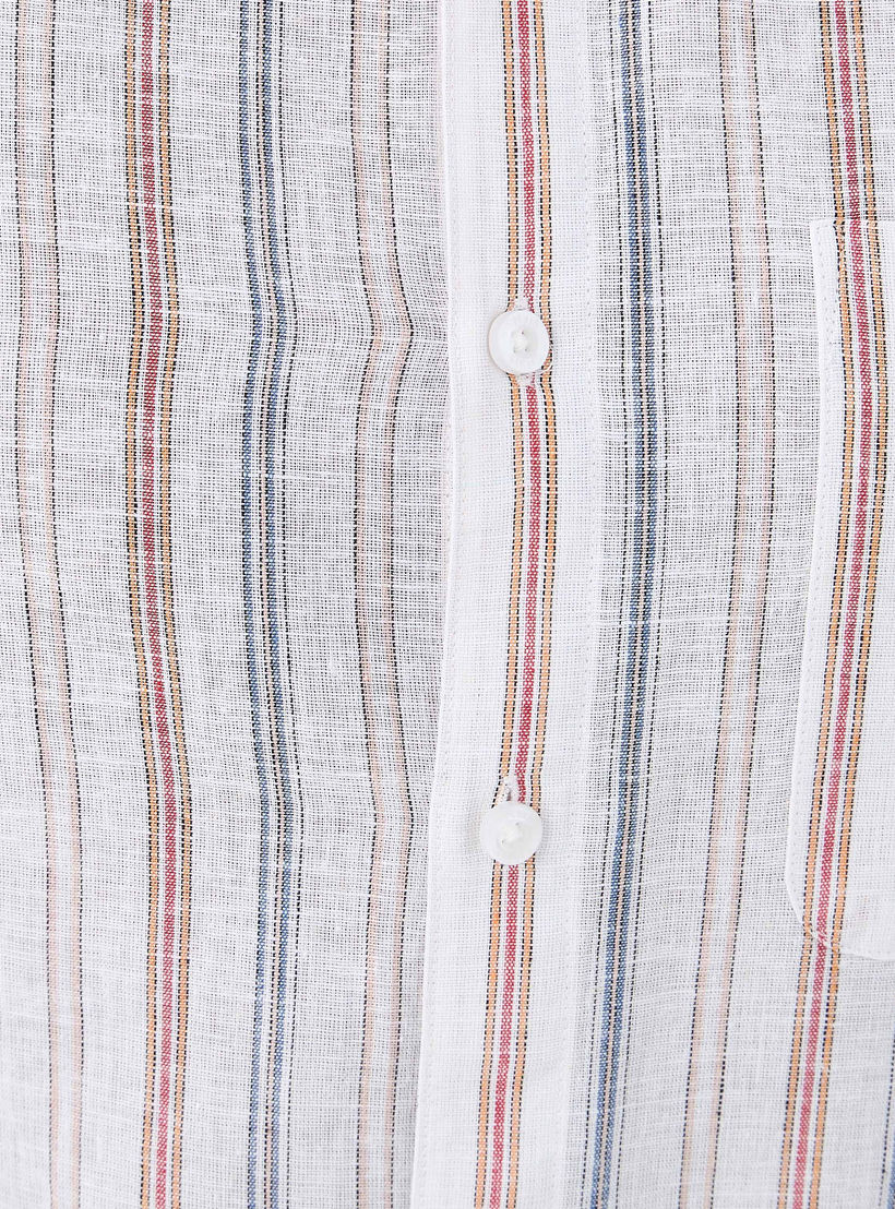 Striped Linen Blend Mandarin Collar Shirt-men-clothing-shirts-image-5