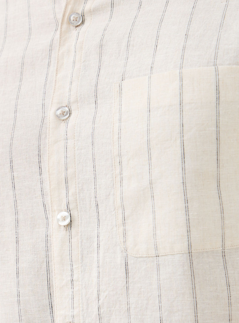 Striped Linen Blend Mandarin Collar Shirt-men-clothing-shirts-image-5