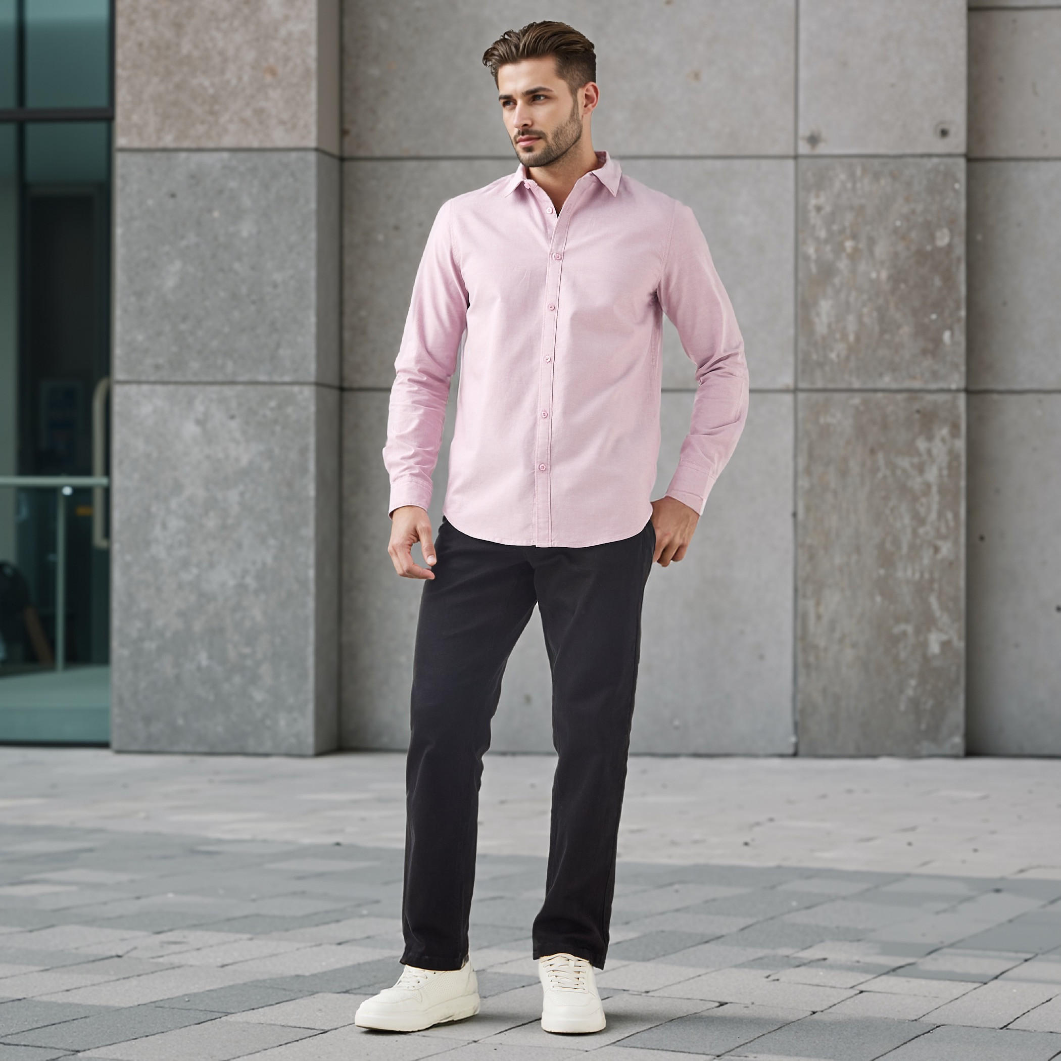 Slim Fit Collared Oxford Shirt-men-clothing-shirts-image-2