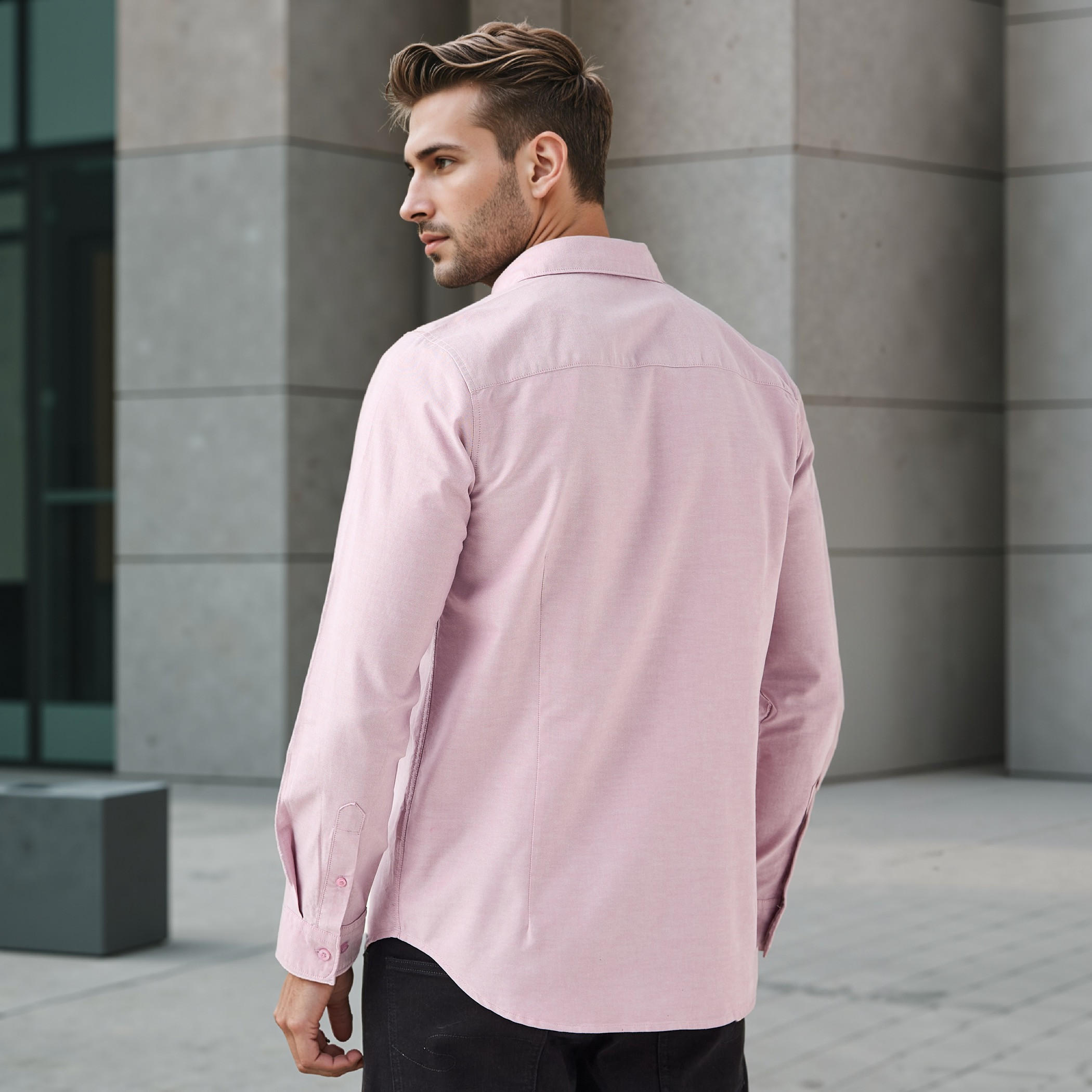 قميص أكسفورد بقصّة سليم وياقة عادية-men-clothing-shirts-image-3