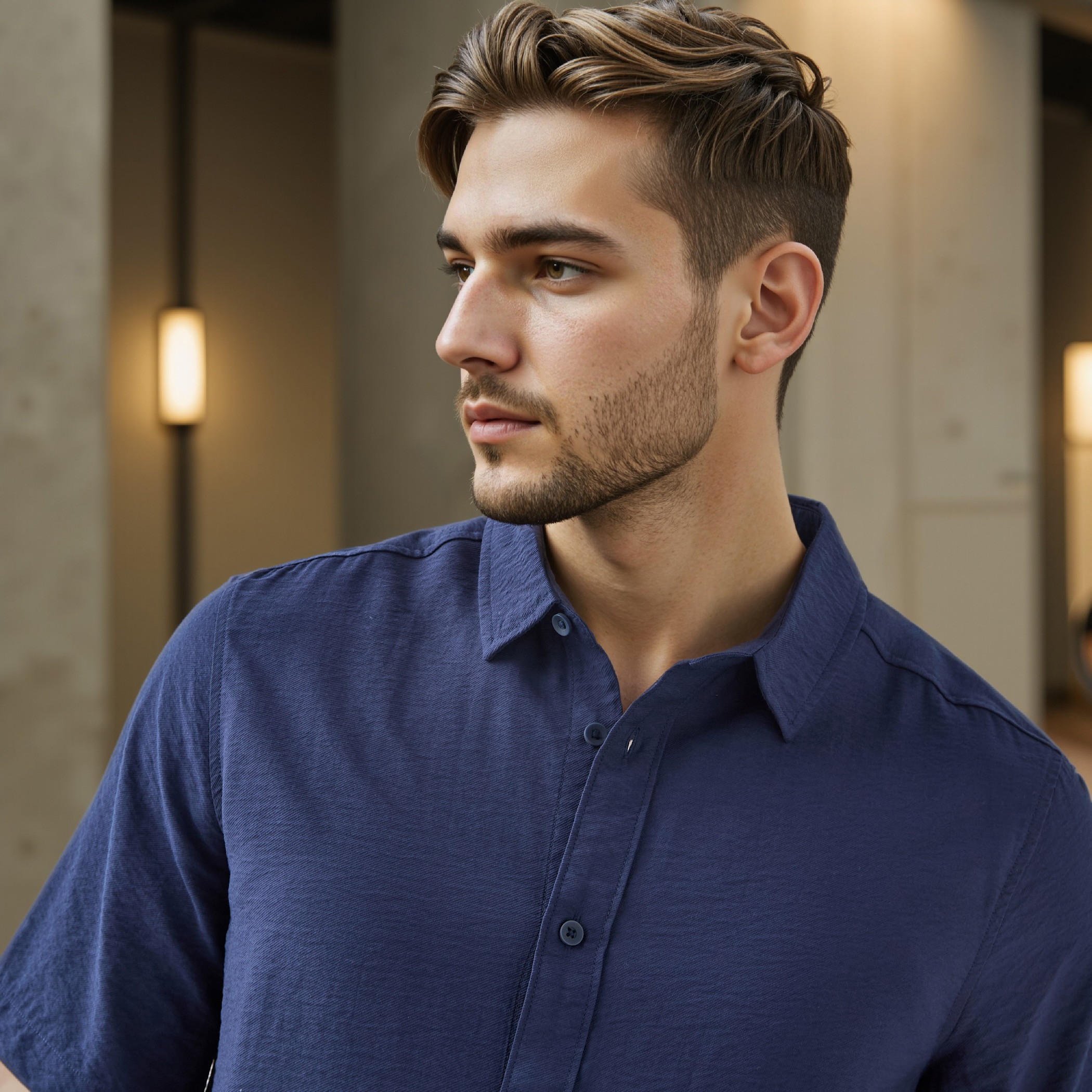 Regular Fit Crinkle Textured Collared Shirt-men-clothing-shirts-image-4
