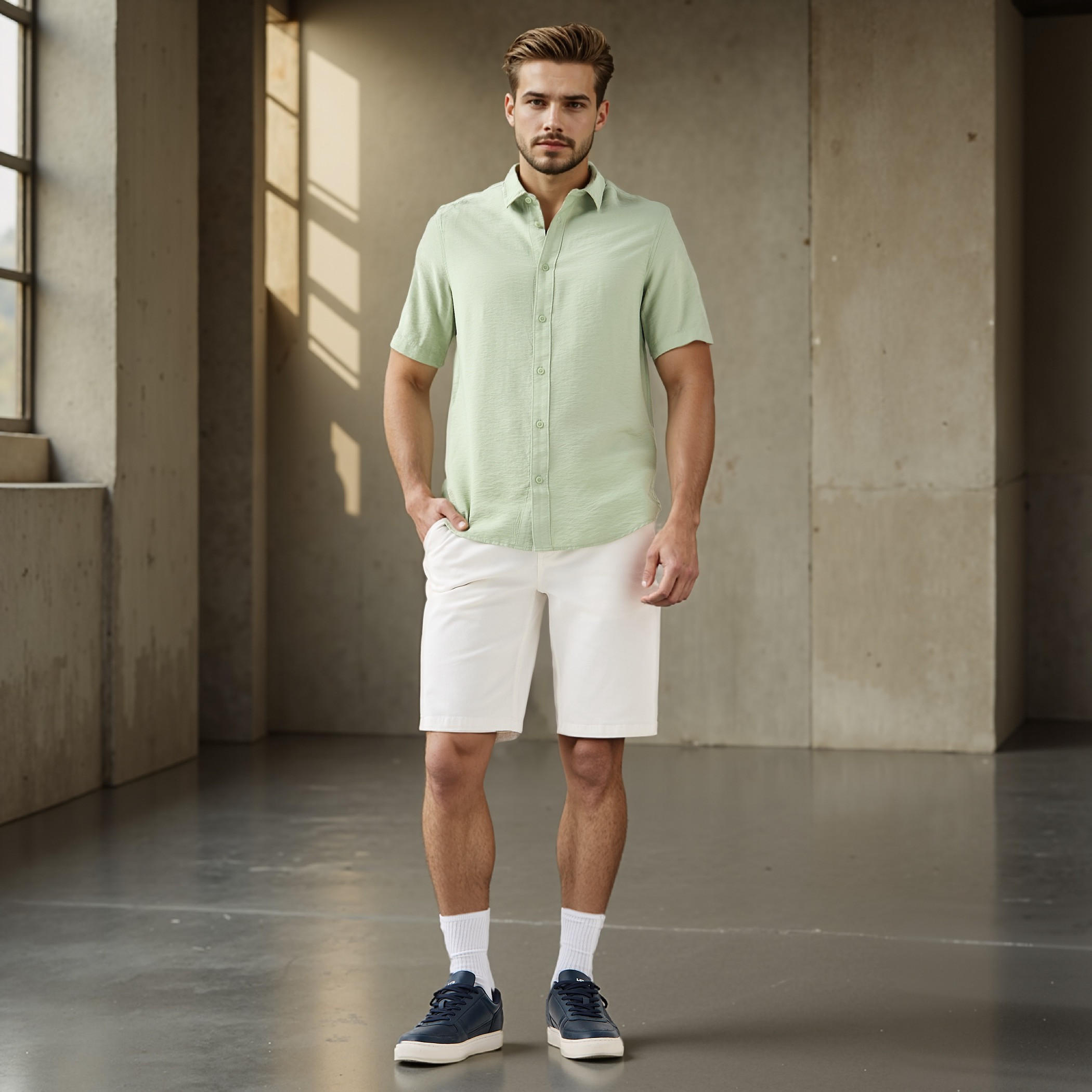 Regular Fit Crinkle Textured Collared Shirt-men-clothing-shirts-image-2