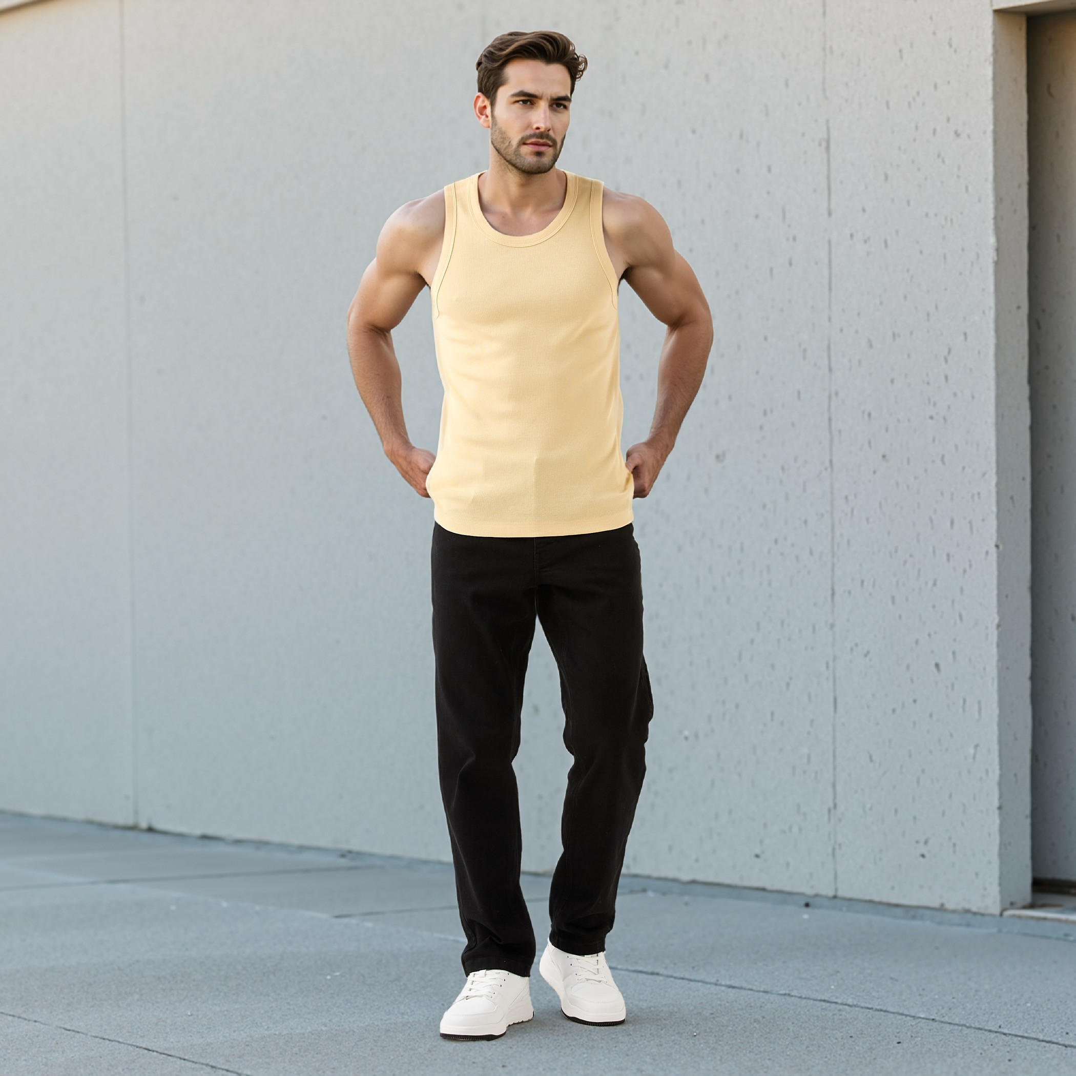 فيست دون أكمام مضلع مع ياقة مستديرة-men-clothing-tshirtsandpolos-vests-image-2