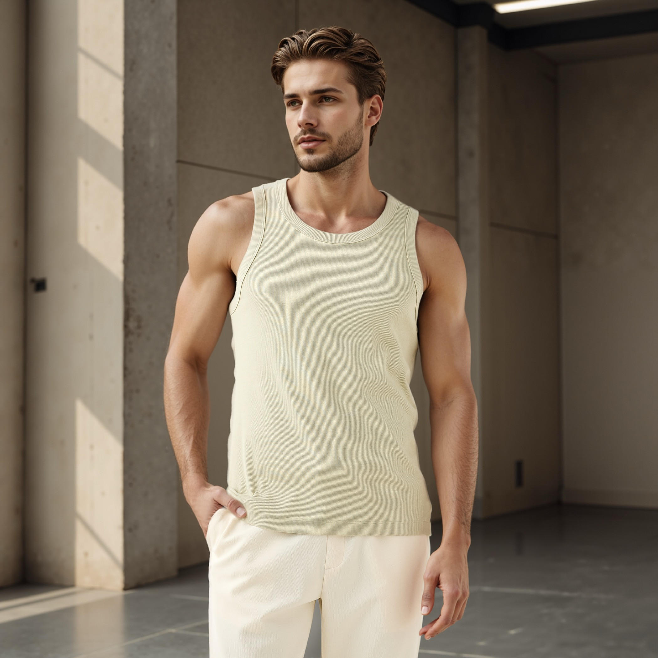 Ribbed Sleeveless Vest with Round Neck-men-clothing-tshirtsandpolos-vests-image-1